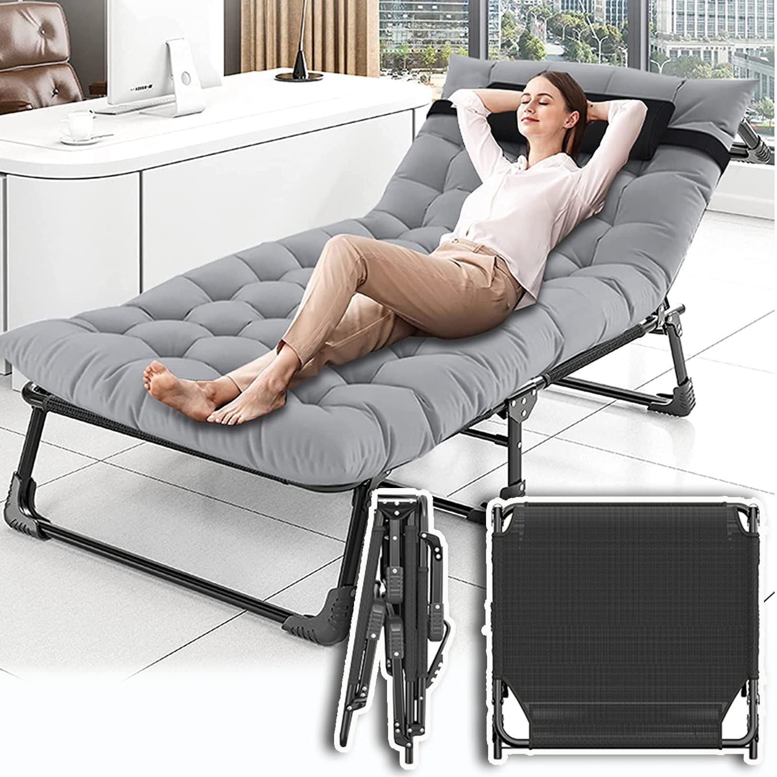 ABORON Folding Bed Cot - Portable Metal Frame Guest Bed for Adults - Lightweight & Sturdy Foldable Cot for Camping, Home & Office Use