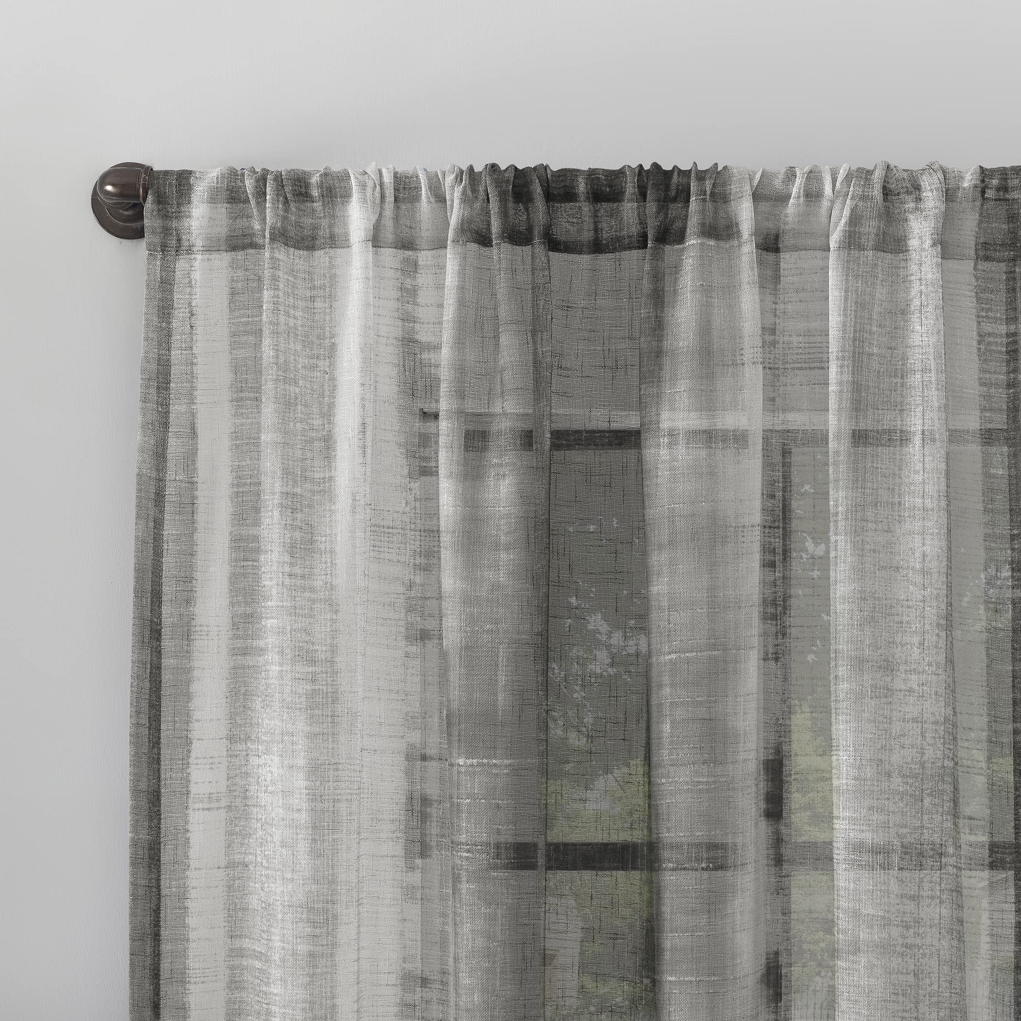 Archaeo Shibori Stripe Raw Texture Linen Blend Rod Pocket Curtain - 50