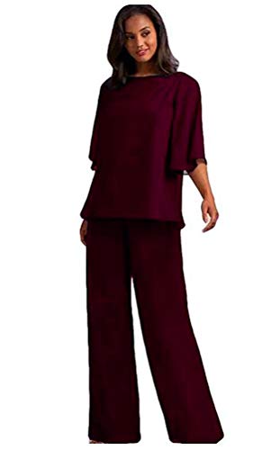 2-Piece Pantsuit for Mother of the Bride - Half Sleeve Wedding Guest Outfit, Women's Formal Evening Dress Suit - Perfect for Weddings, Receptions & Special Occasions