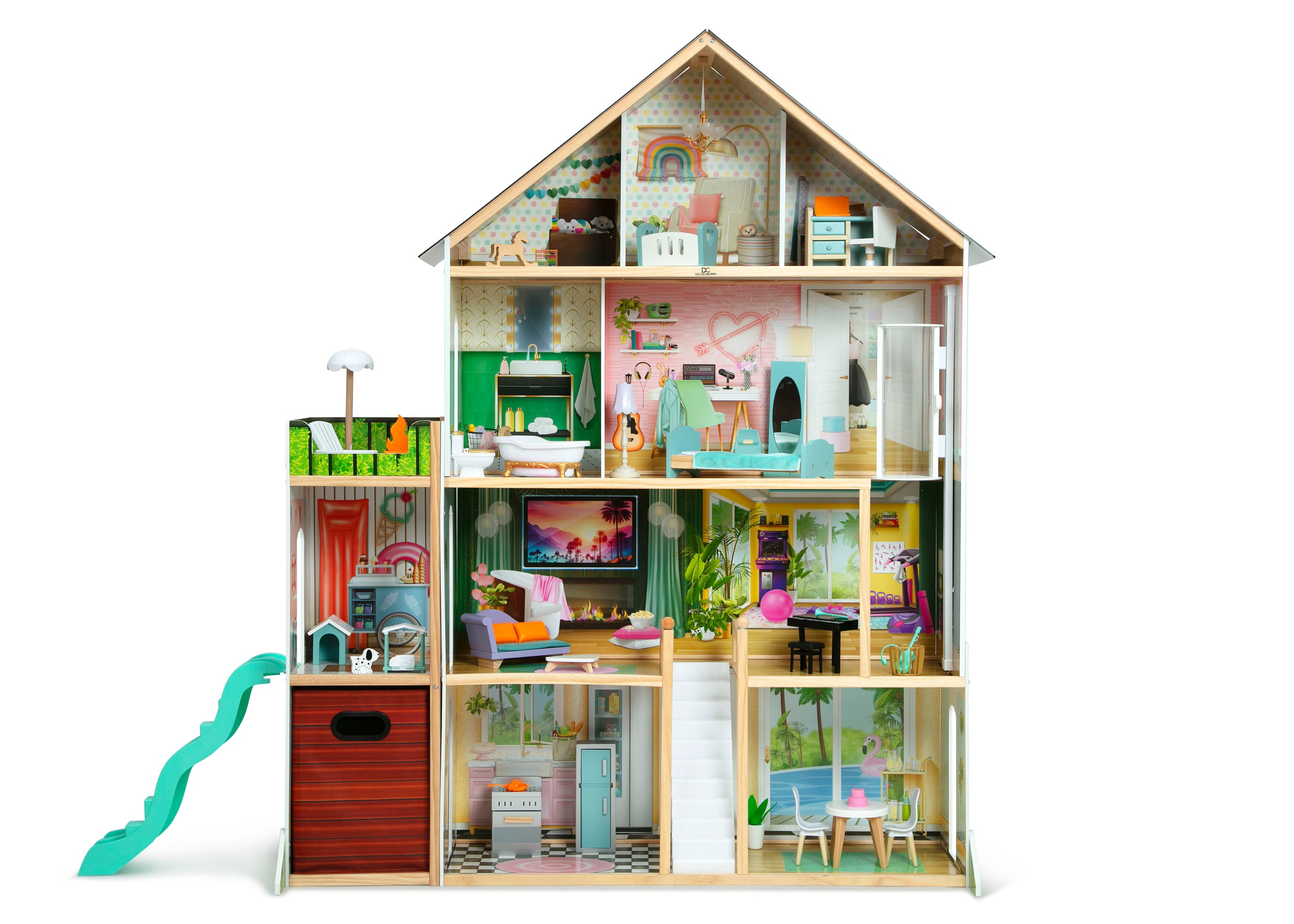 Deluxe Maui Dollhouse for Kids - Wooden Playhouse with Furniture & Accessories - Perfect for Pretend Play, Birthday Gifts & Home Decor