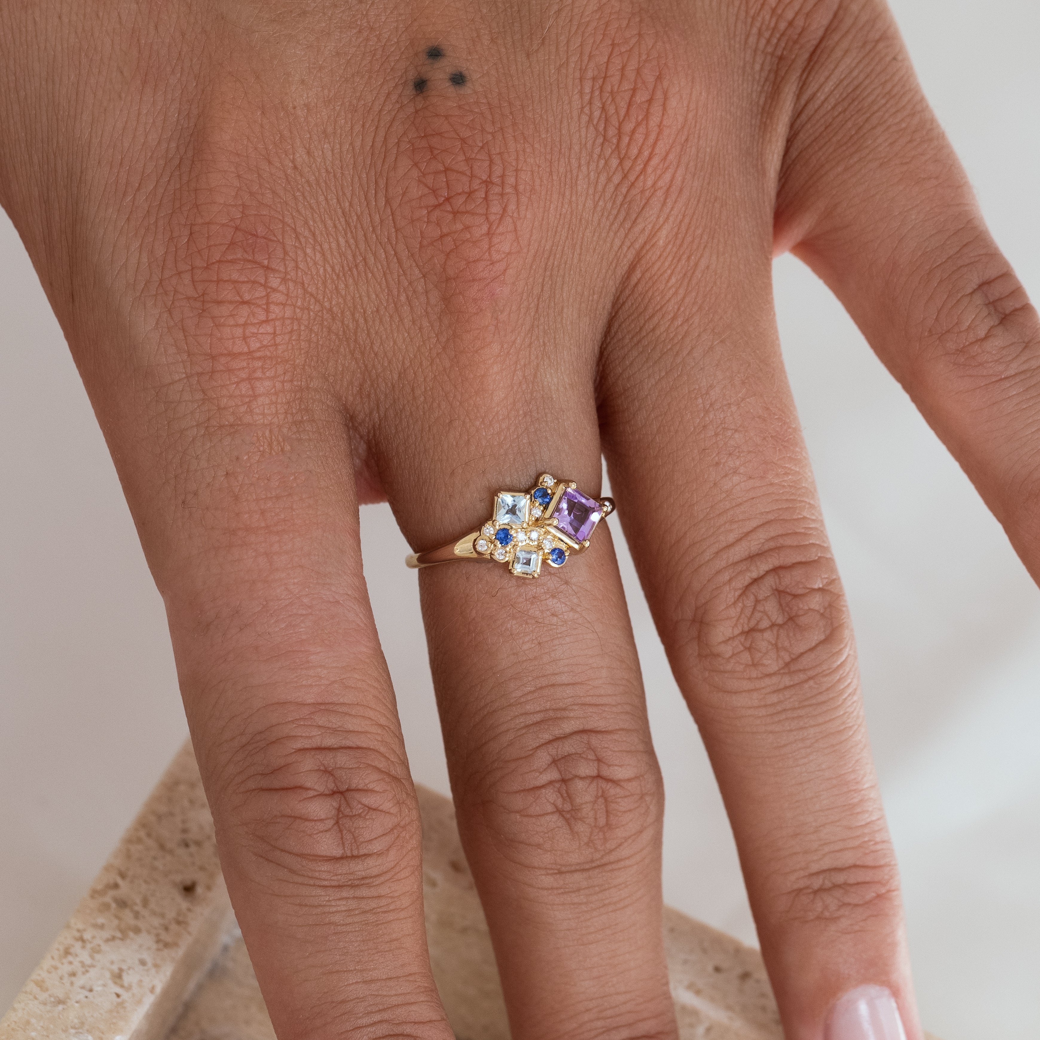 Lavender Nebula Ring for Women - Dainty Purple Galaxy Jewelry - Perfect for Date Night & Boho Fashion