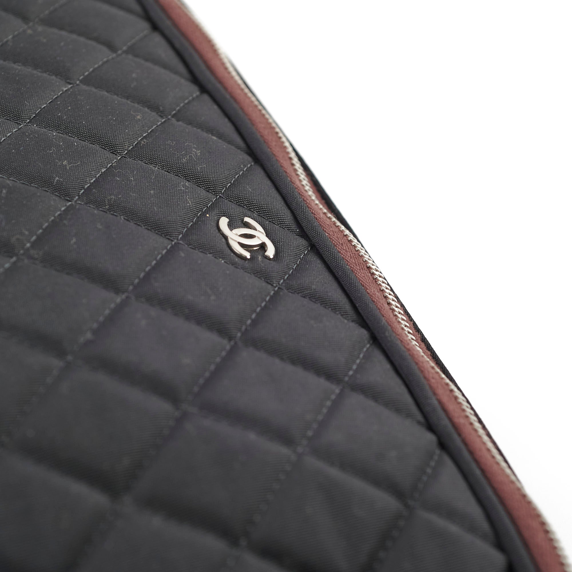 Chanel Quilted Black Laptop Sleeve with Zipper - Stylish Protective Case for MacBook, iPad, Work & Travel