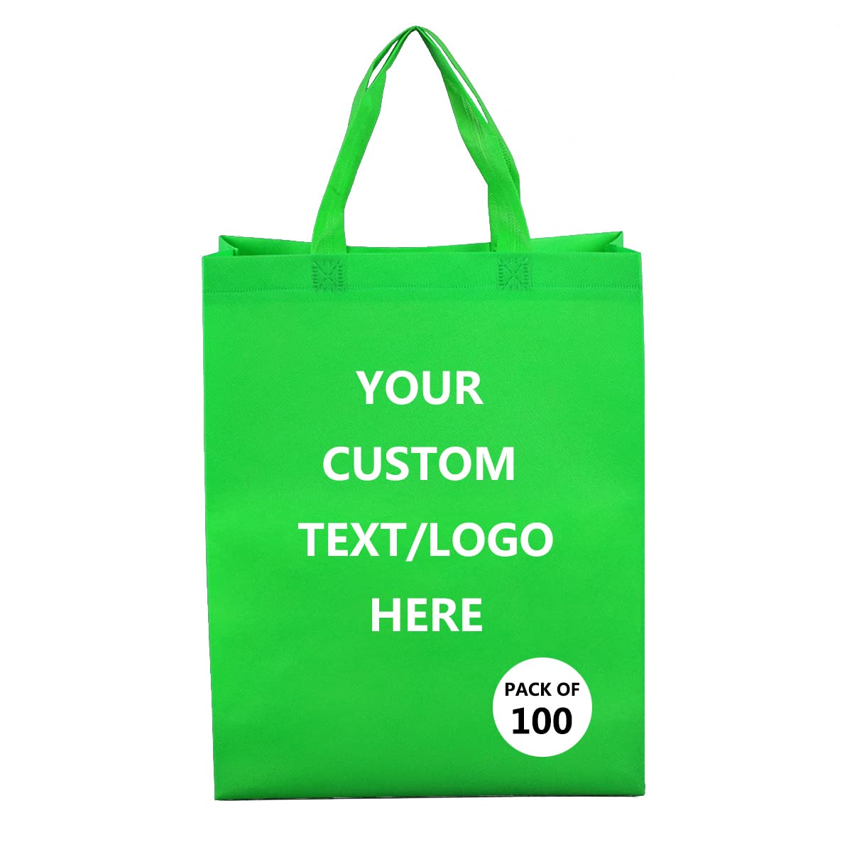 100 Pcs Custom Reusable Shopping Bags with Logo - Waterproof Foldable Retail Gift Bags for Small Business | Perfect for Groceries, Boutique Packaging & Eco-Friendly Promotions