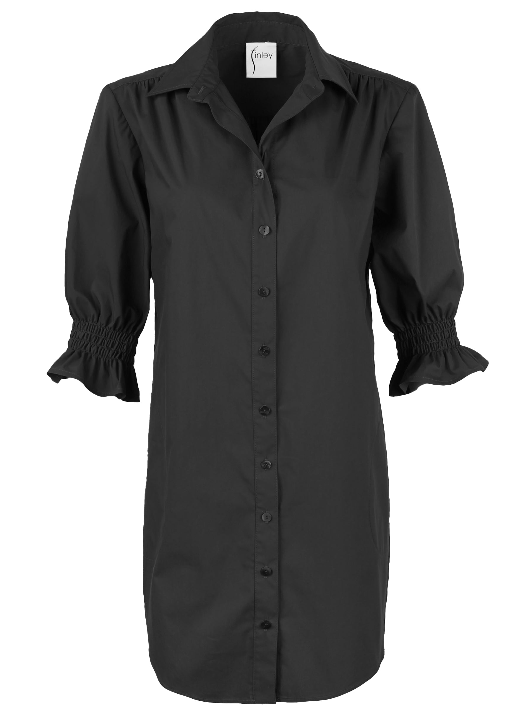 Miller Puff Sleeve Shirt Black Dress - Crisp Cotton Blouse for Women | Office Wear, Date Night & Special Occasions