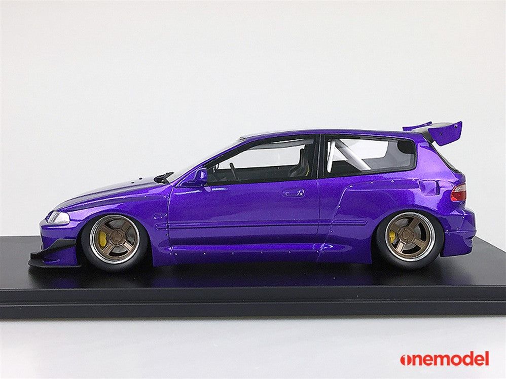 1:18 Scale Honda Civic EG6 Rocket Bunny Purple Diecast Model Car - Collectible Toy for Car Enthusiasts, Perfect for Display, Gifts, and Racing Game Scenes