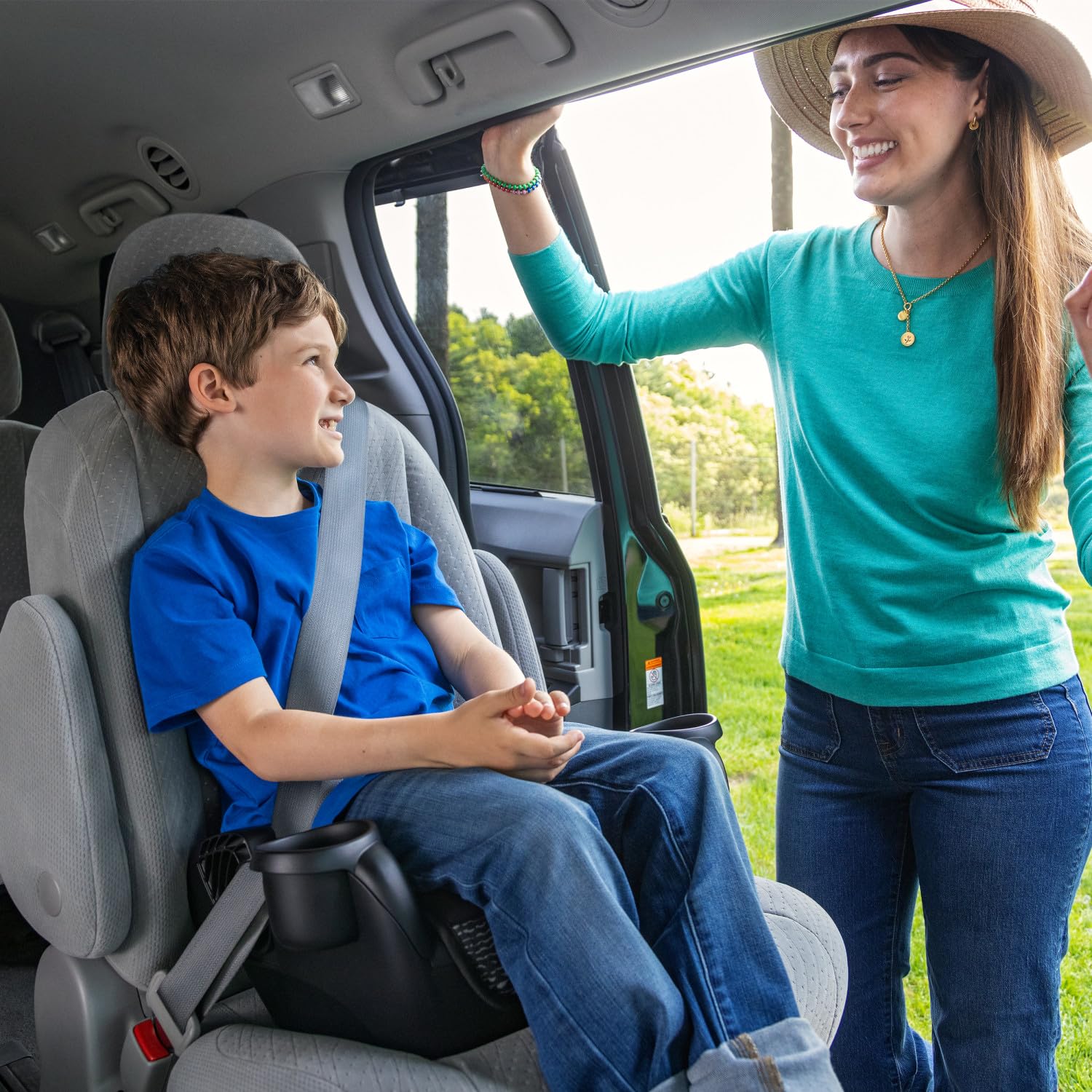 Evenflo GoTime No Back Booster Car Seat for Kids - Lightweight & Portable (Blue Astro) - Perfect for Travel, School & Everyday Use