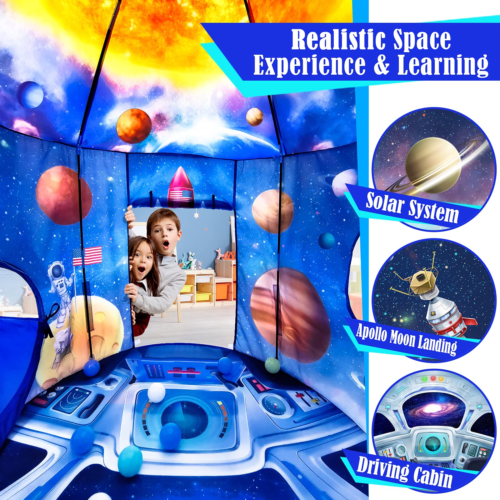 3PC Ball Pit Play Set for Toddlers - Includes Play Tent & Tunnel for Indoor & Outdoor Fun - Perfect for Boys & Girls Ages 1-5 - Great as Astronaut-Themed Birthday Gift for Kids - Ideal for Playrooms, Backyards & Birthday Parties