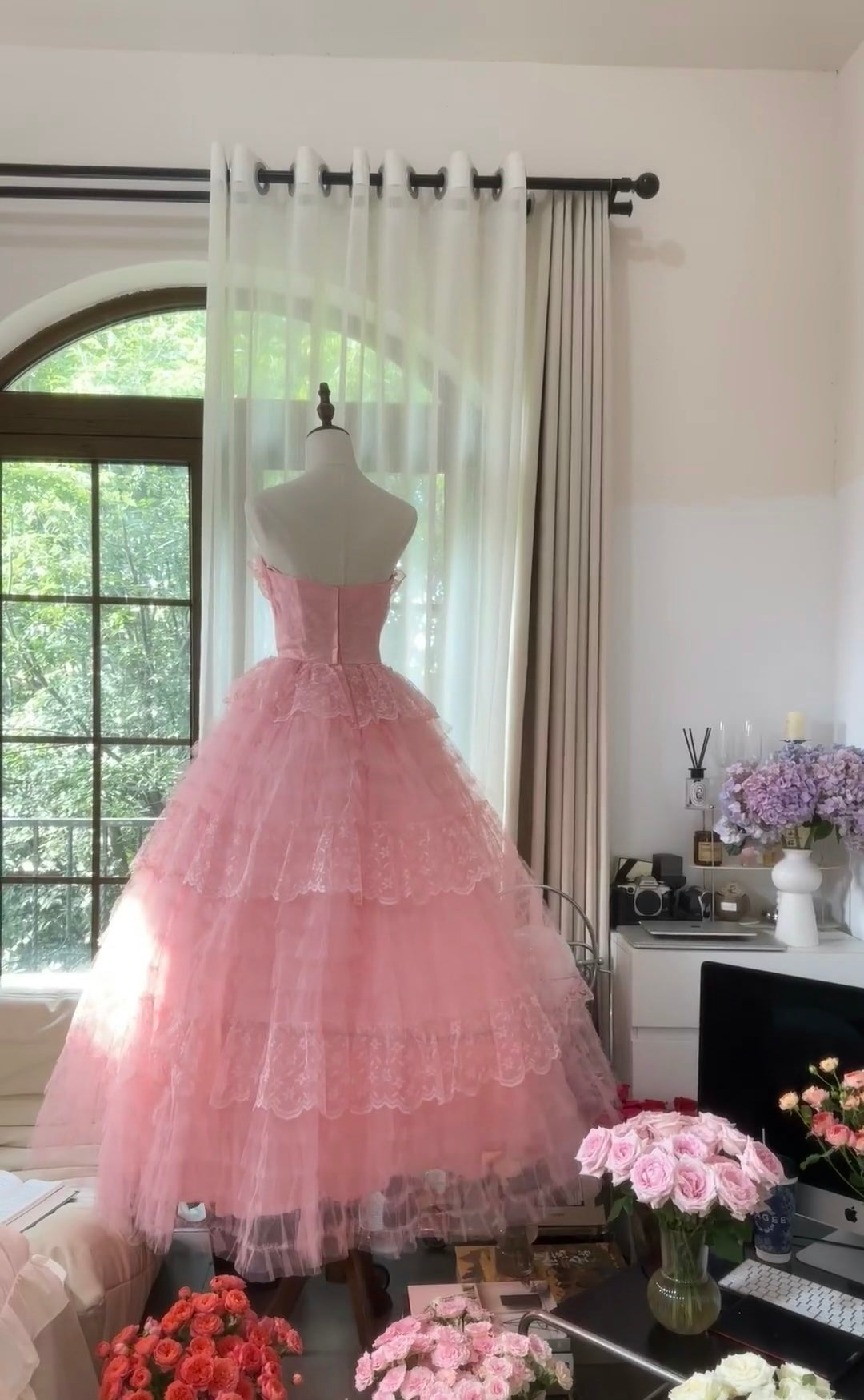 Elegant A-Line Pink Prom Dress with Tulle & Lace - Sweet 16 Birthday Party Gown J6552 | Perfect for Quinceañera, Homecoming, Formal Dances & Special Occasions