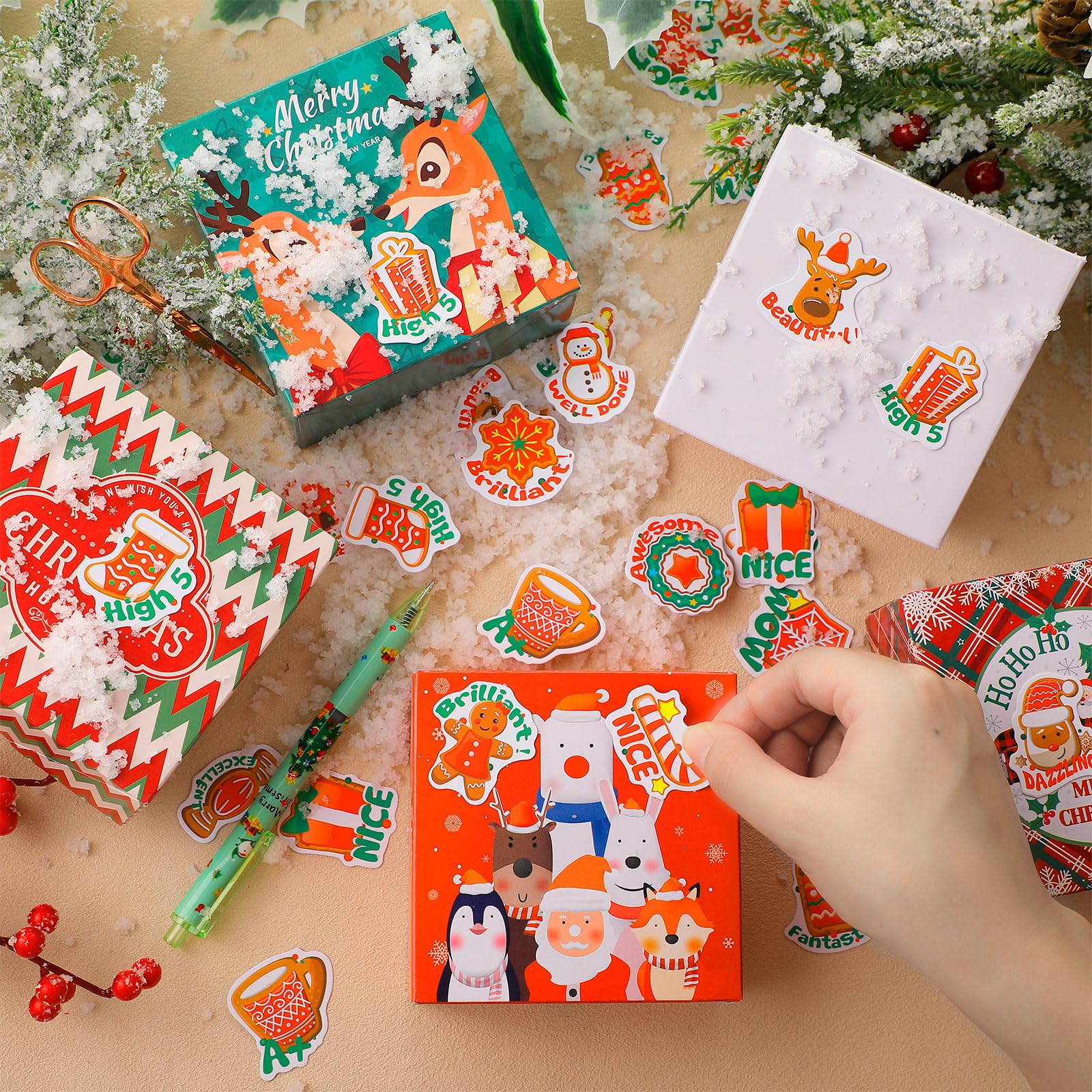 300 Pcs Christmas Scratch and Sniff Stickers for Kids - Xmas Scented Motivational Stickers, Holiday Teacher Reward Stickers, Classroom Incentives & Positive Stickers for Students (24 Styles) - Perfect for Classroom Gifts, Party Favors & Holiday Activities