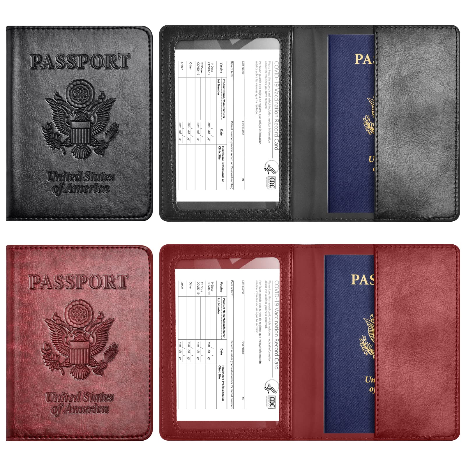Eoehro 2-Pack RFID Blocking Passport Holder Wallet Cover - Durable Travel Essentials for Women & Men | Perfect for International Flights, Vacations & Business Trips