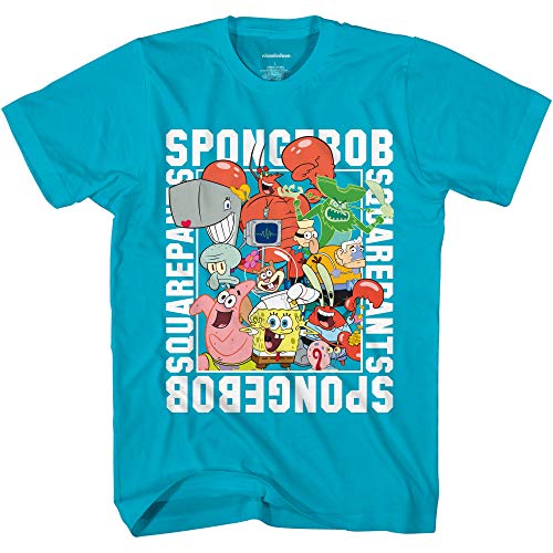 SpongeBob SquarePants Boys Short Sleeve Cartoon T-Shirt - Nickelodeon Characters (Spongebob, Patrick, Squidward, Mr Krabs) - Soft Cotton Tee for Kids - Sizes 4-20 - Perfect for Playdates, Birthday Parties & Casual Wear