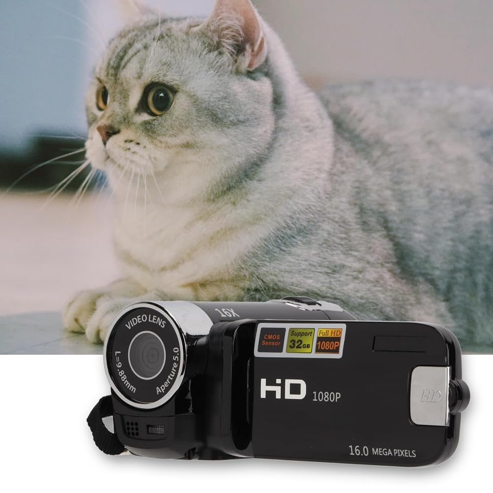 iFutniew 16MP 1080P Full HD Digital Camcorder with 270° Rotatable Screen & 16X Night Zoom - Portable Video Camera for Vlogging, Travel, Family Events & YouTube Content Creation