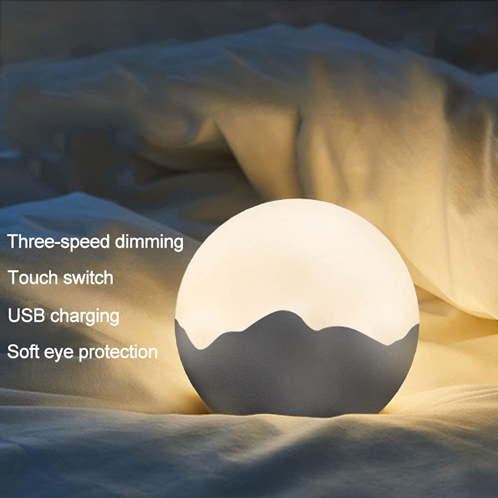 Rechargeable LED Night Light Touch Lamp - Portable Round Table Lamp, Dimmable 2-Color Bedside Light for Bedroom & Study, Custom Logo Option, 4.7 Inch Desk Lamp - Perfect for Night Reading, Nursery, and Home Office Use