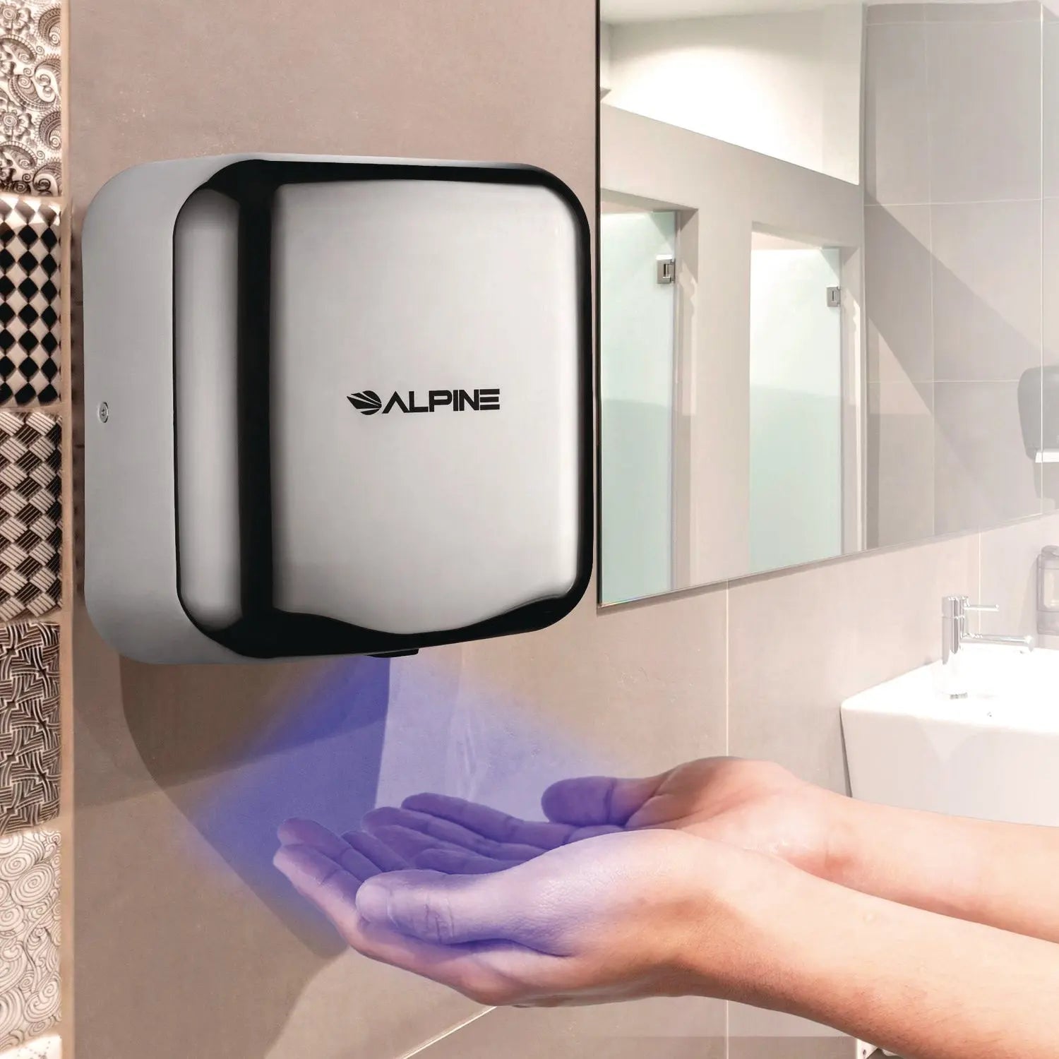 Alpine Industries Hemlock Commercial Automatic 120V Hand Dryer - Stainless Steel Chrome Finish - 6.68