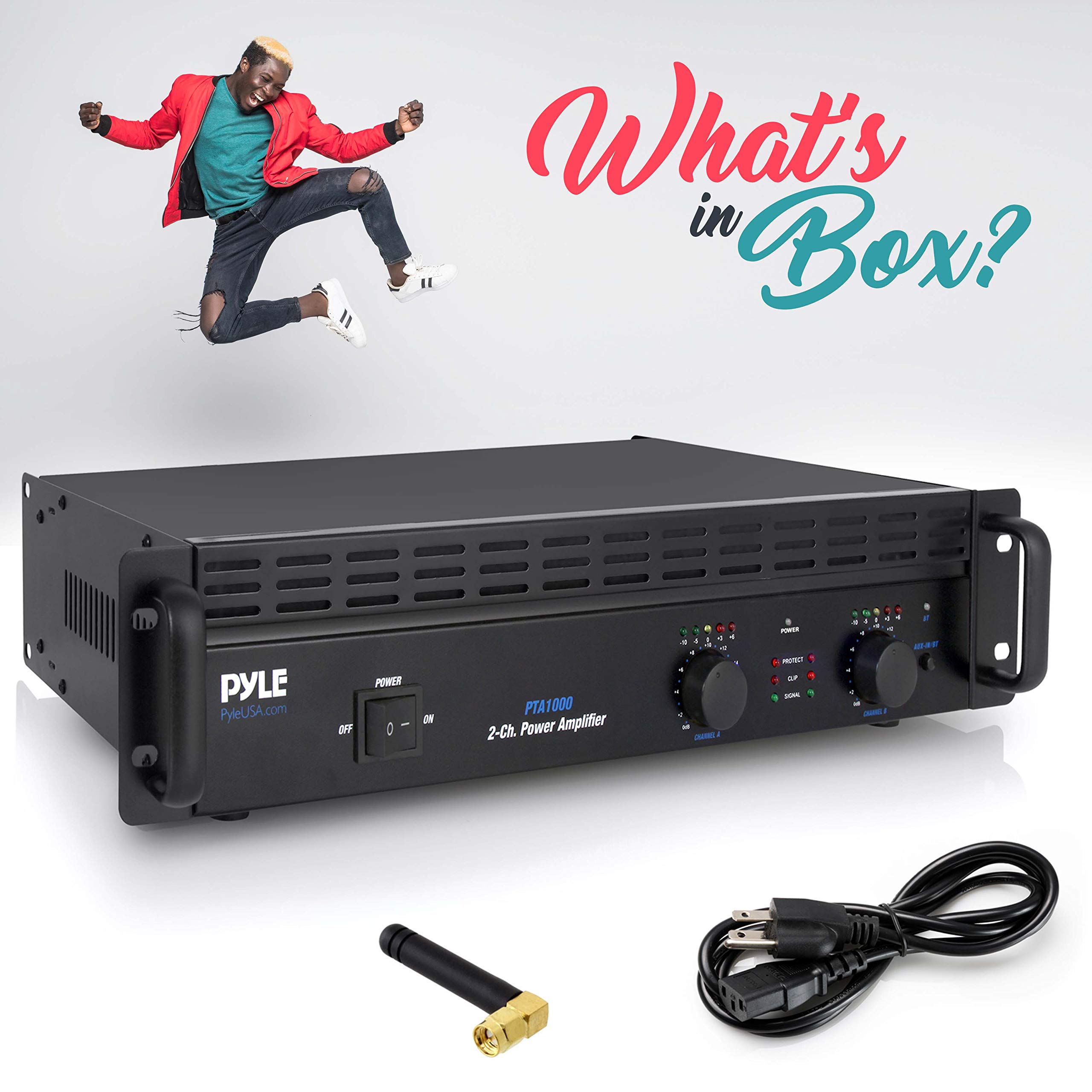 Pyle PTA1000 Professional 1000W 2-Channel Bluetooth Power Amplifier - Rack Mount, Bridgeable, LED Indicators, Shockproof Binding Posts & Cooling Fans - Perfect for DJ Gigs, Live Performances & Home Theater Systems
