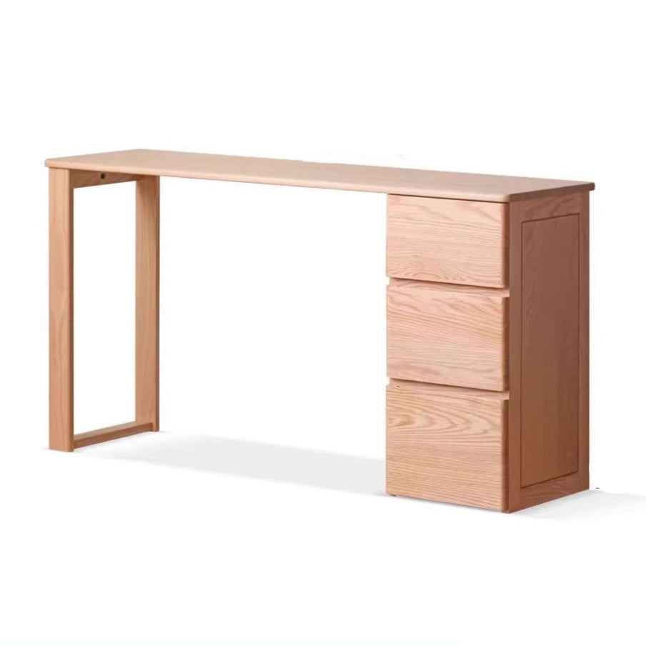 62.9x15..7x29.5 inch / 160x40x75 cm / / natural wood color / single-leg table + drawer cabinet