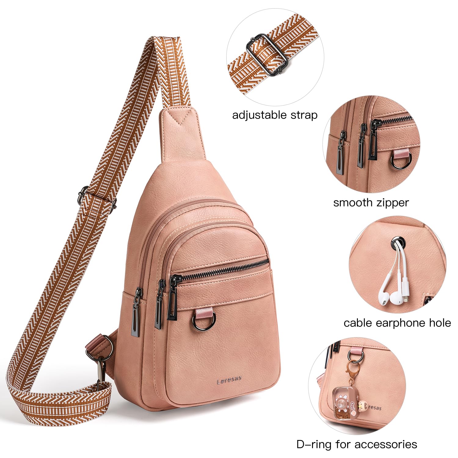 7L Vegan Leather Crossbody Sling Bag for Women & Men - Anti-Theft Fanny Pack, Shoulder Bag & Travel Backpack | Perfect for Gym, Hiking, Commuting & Daily Use