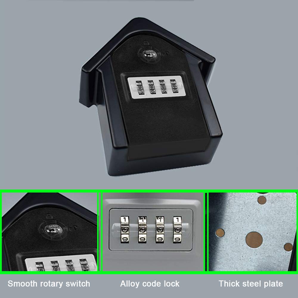 4-Digit Combination Key Lock Box Wall Mount - Zinc Alloy Weatherproof Key Storage Safe for Outdoor & Indoor Use | Resettable Code with Mounting Kit | Perfect for House Spare Keys, Vacation Rentals, Airbnb Hosts & Property Management