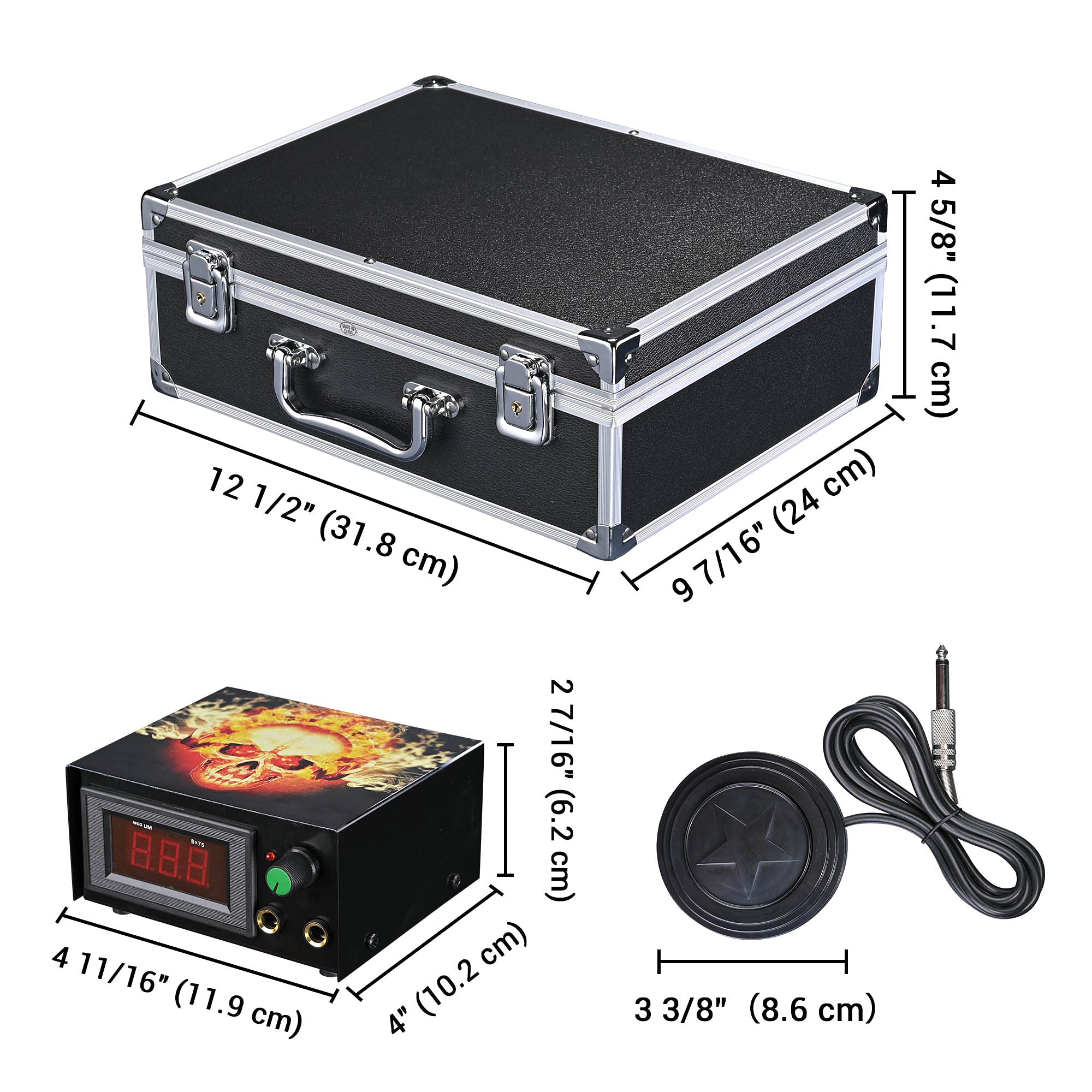 Professional AW Tattoo Kit with Machine Gun, Power Supply, 40 Color Ink Set & Foot Switch - Complete Tattoo Starter Kit for Artists & Beginners (Home Studio & Professional Use)