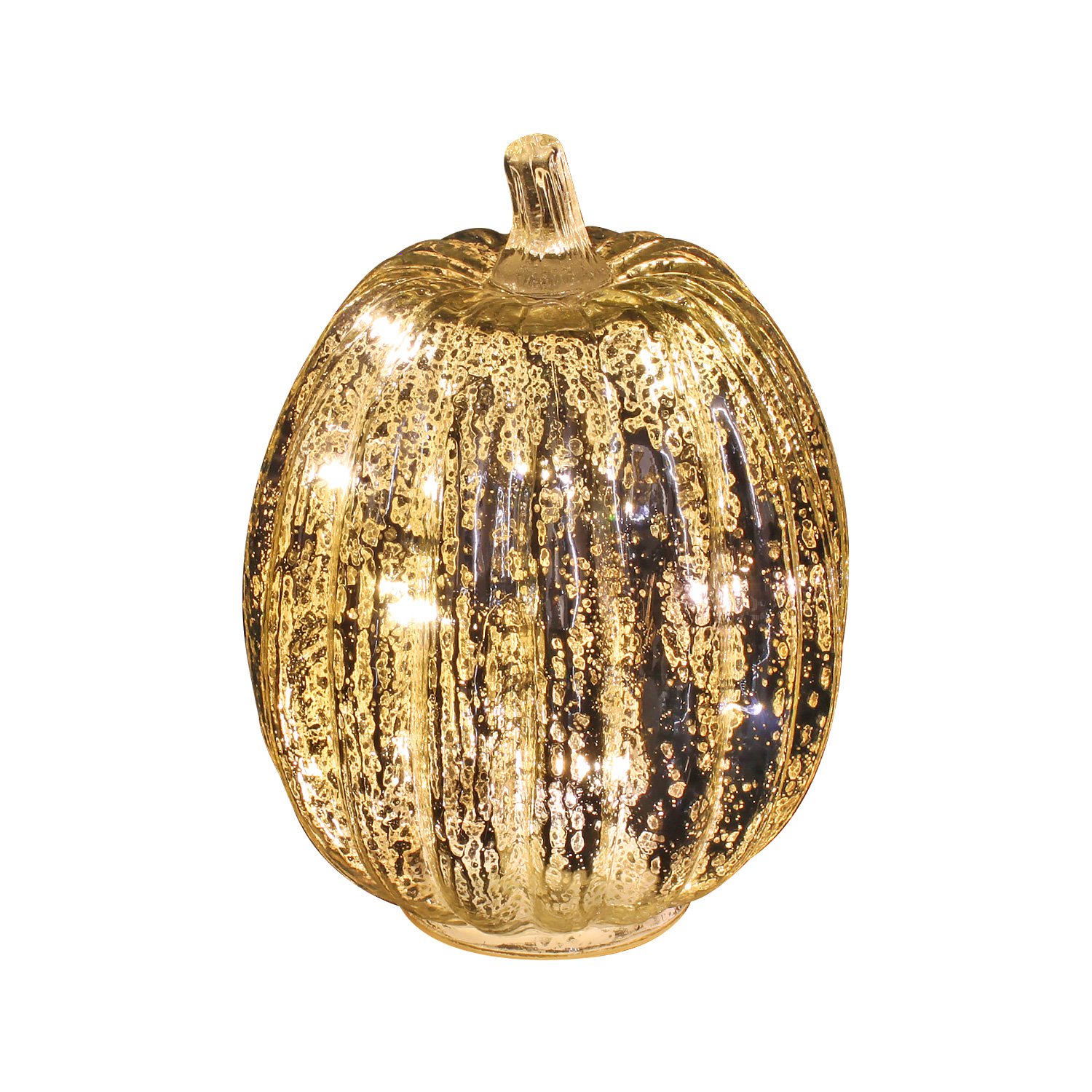 Mercury Glass Pumpkin Light with Timer - 7.5 Inch Silver Halloween Decor for Fall, Thanksgiving & Home Party Decoration | Indoor/Outdoor Pumpkin Lighting for Porch, Table Centerpiece & Seasonal Displays