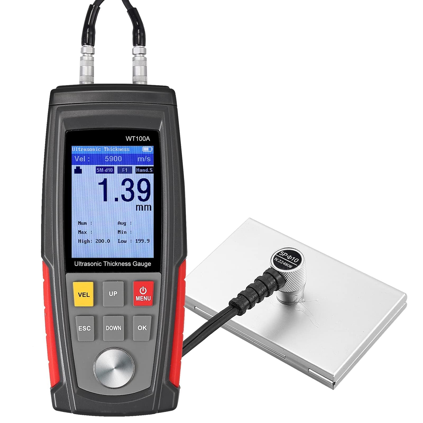 Digital Ultrasonic Thickness Gauge Meter - High Precision Metal Thickness Tester for Steel, Aluminum, Copper Plate with LCD Backlight & Data Storage | Industrial Quality Control, Construction & Automotive Measurement Tool