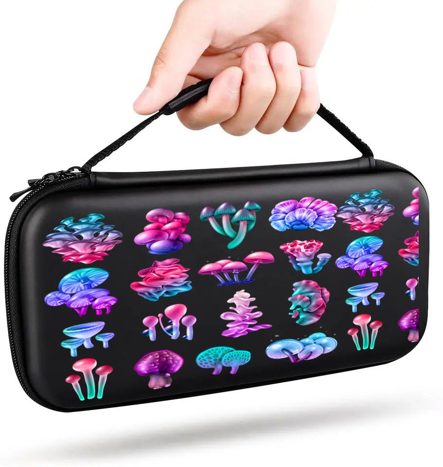 Personalized Nintendo Switch OLED Protective Case with Funny Mushroom Design - Travel & Carry Case for Gamers, Kids & Girls (MB128) - Perfect for Gaming On-The-Go & Gift Giving