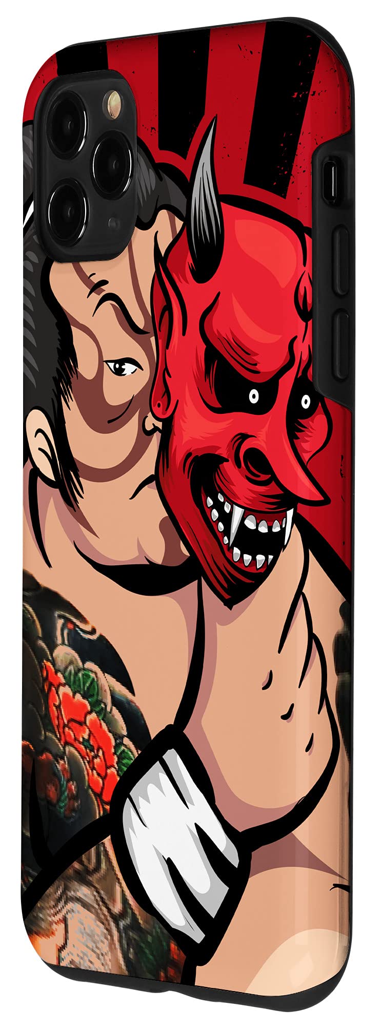 iPhone 11 Pro Max Case - Japanese Sumo Wrestler with Oni Demon Mask Design | Yokai Aesthetic Protective Cover for Daily Use, Travel & Cosplay Enthusiasts