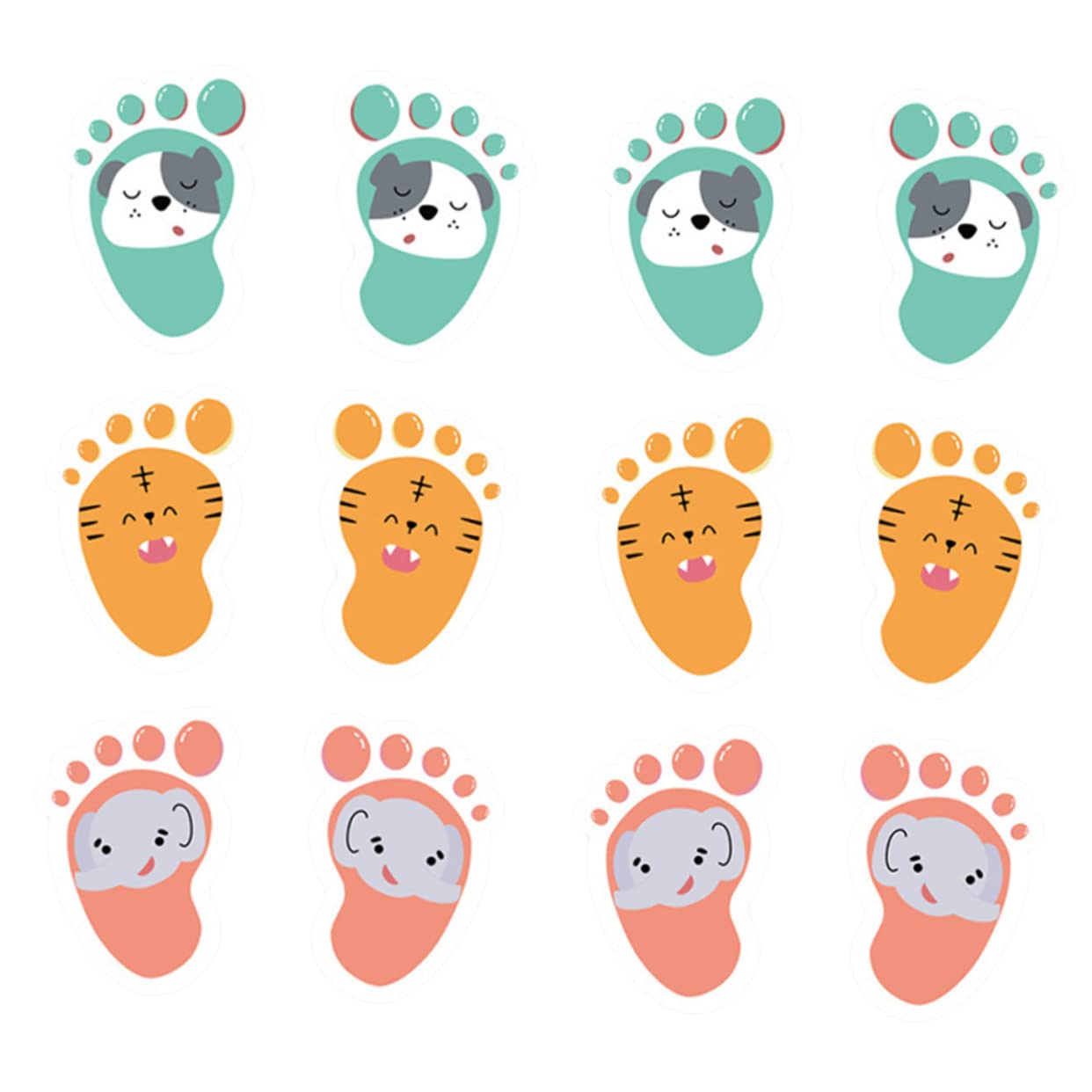 STOBOK 12pcs Kids Floor Stickers - Cartoon Footprint Decals for Stairs & Floors | Non-Slip Baby Proofing Decor | Fun Nursery, Playroom & Classroom Decoration