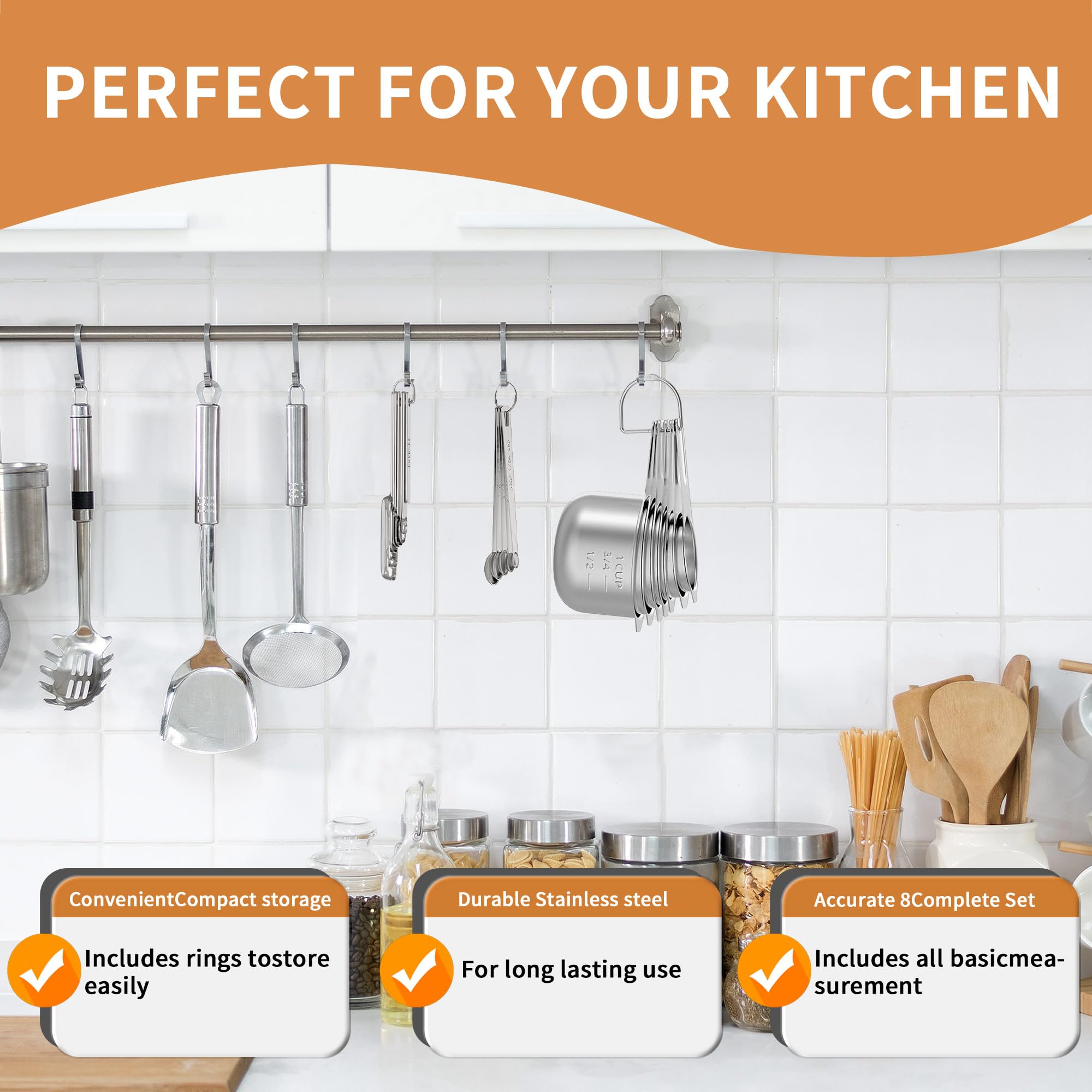 Premium Stainless Steel Measuring Cups and Spoons Set - 20-Piece Kitchen Essentials (7 Nesting Cups, 7 Spoons, 1 Leveler, 5 Mini Spoons) for Accurate Baking & Cooking - Perfect for Home Chefs, Bakers & Meal Prep