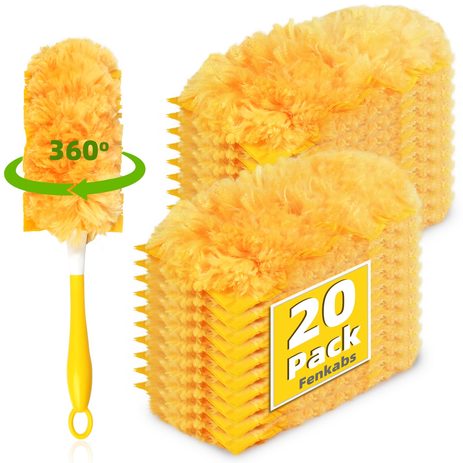20 Pack 360 Dusters Refills for Swiffer Dusters - Unscented Heavy Duty Disposable Cleaning Kit with 1 Handle - Perfect for Dusting Furniture, Blinds, Ceiling Fans, Electronics & Hard-to-Reach Areas