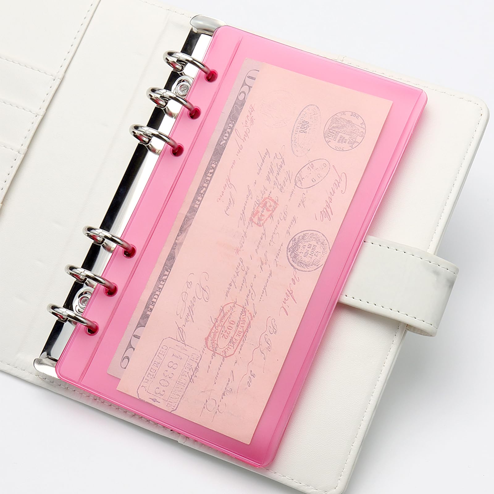 24pcs A6 Cash Envelopes - Pink PVC Sheet Protectors for 6-Ring Binders, Budget Organizer Sleeves for Photos, Cards & Bills | Perfect for Home Office, School Supplies & Financial Planning (Pink)