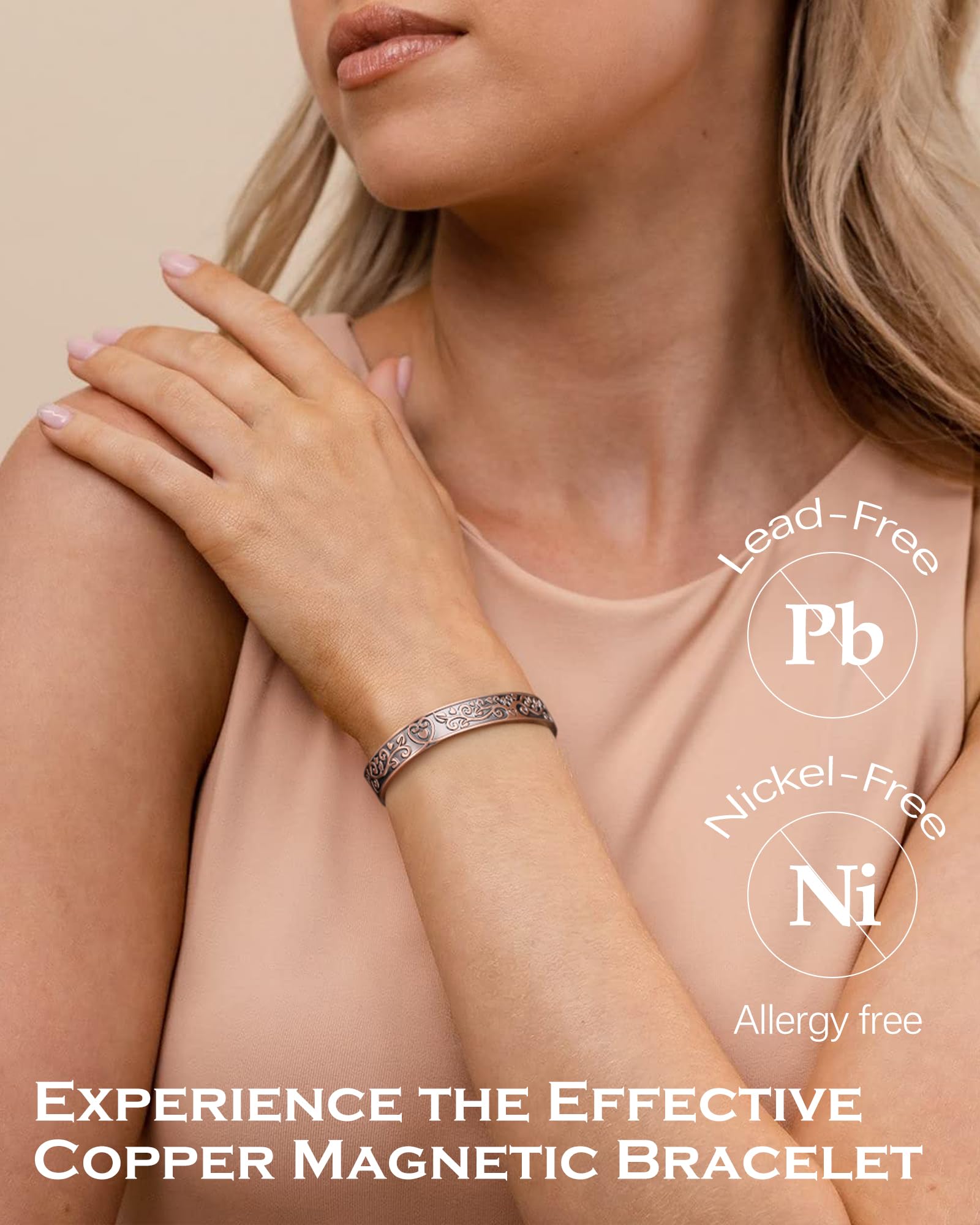 Jeracol 12X Ultra Strength Copper Bracelets for Men & Women - 99.99% Pure Solid Copper Magnetic Therapy Bracelet with Tree of Life Design - Arthritis Pain Relief & Improved Circulation - Comes with Elegant Gift Box - Perfect for Daily Wear, Yoga, Meditation & Wellness Gifts