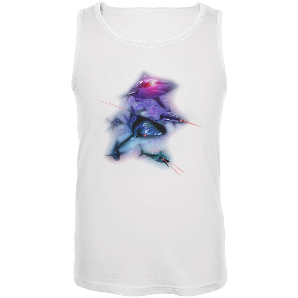 4th of July Patriotic American Flag Galaxy Laser Sharks Men's Tank Top - Perfect for Independence Day Celebrations, BBQ Parties & Summer Festivals