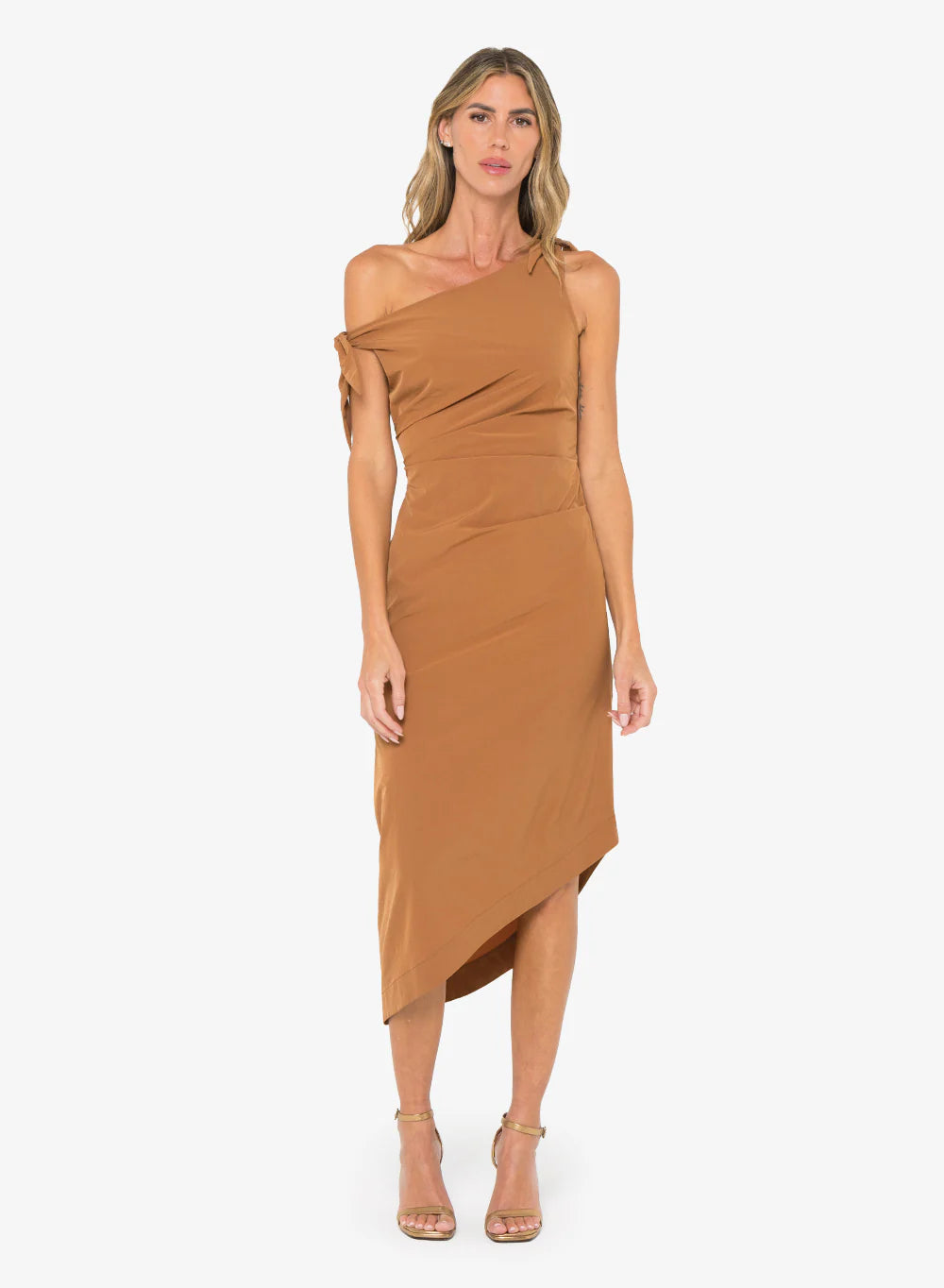 Evie Dress in Tobacco - Elegant Flowy Midi Dress for Women | Perfect for Weddings, Parties & Casual Outings
