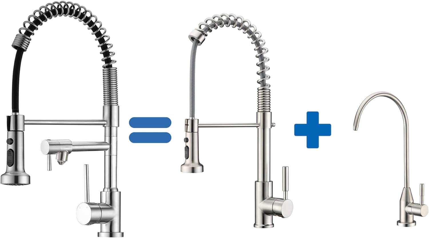 3-Way Kitchen Faucet with Built-In Water Filter - Brushed Nickel Drinking Water Faucet for Sink | Perfect for Clean Drinking Water & Modern Kitchen Upgrades