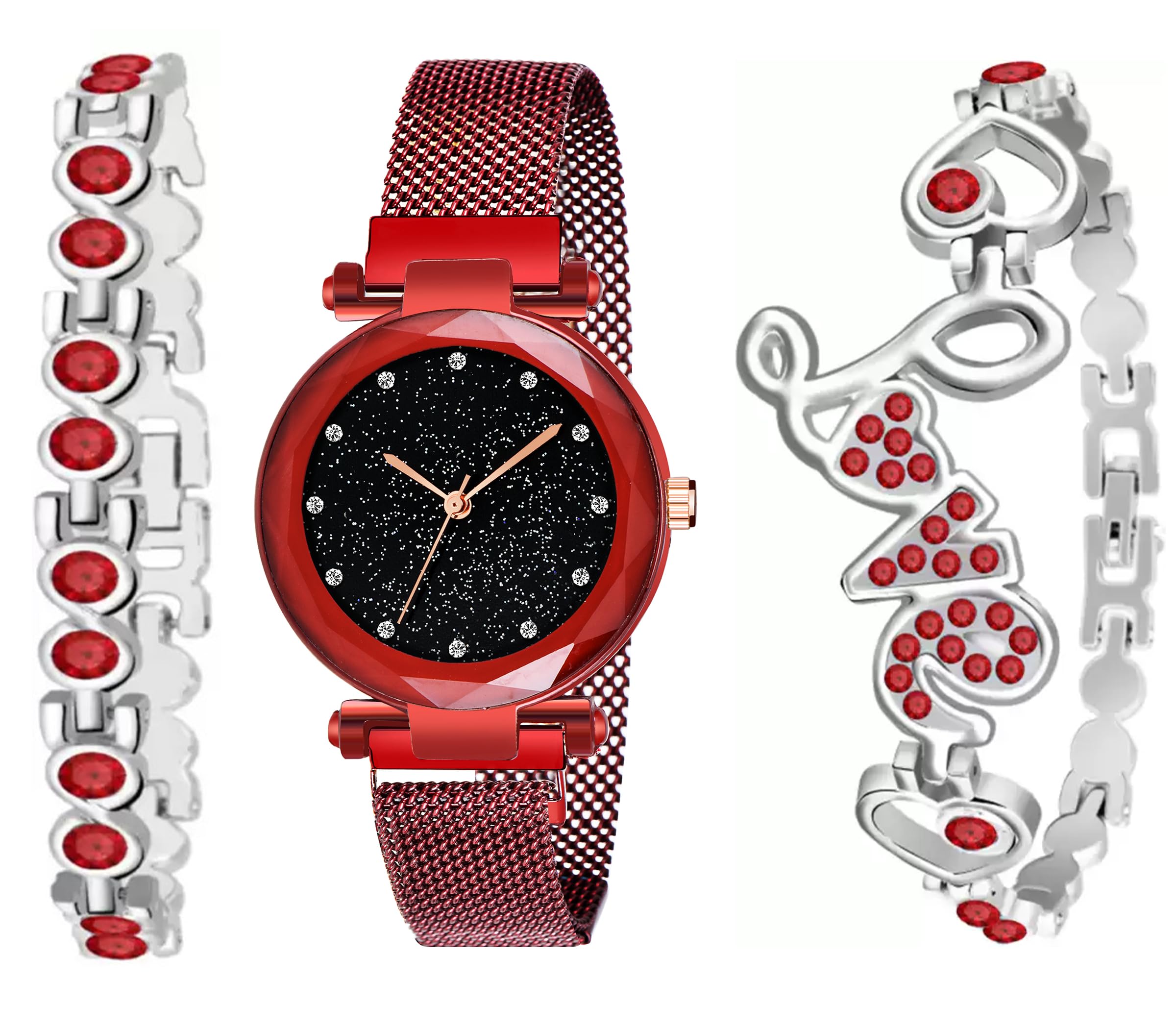 Stylish Analog Black Dial Watch for Women & Teen Girls - Magnetic Bracelet Watch - Perfect Gift for Birthdays, Parties & Everyday Wear