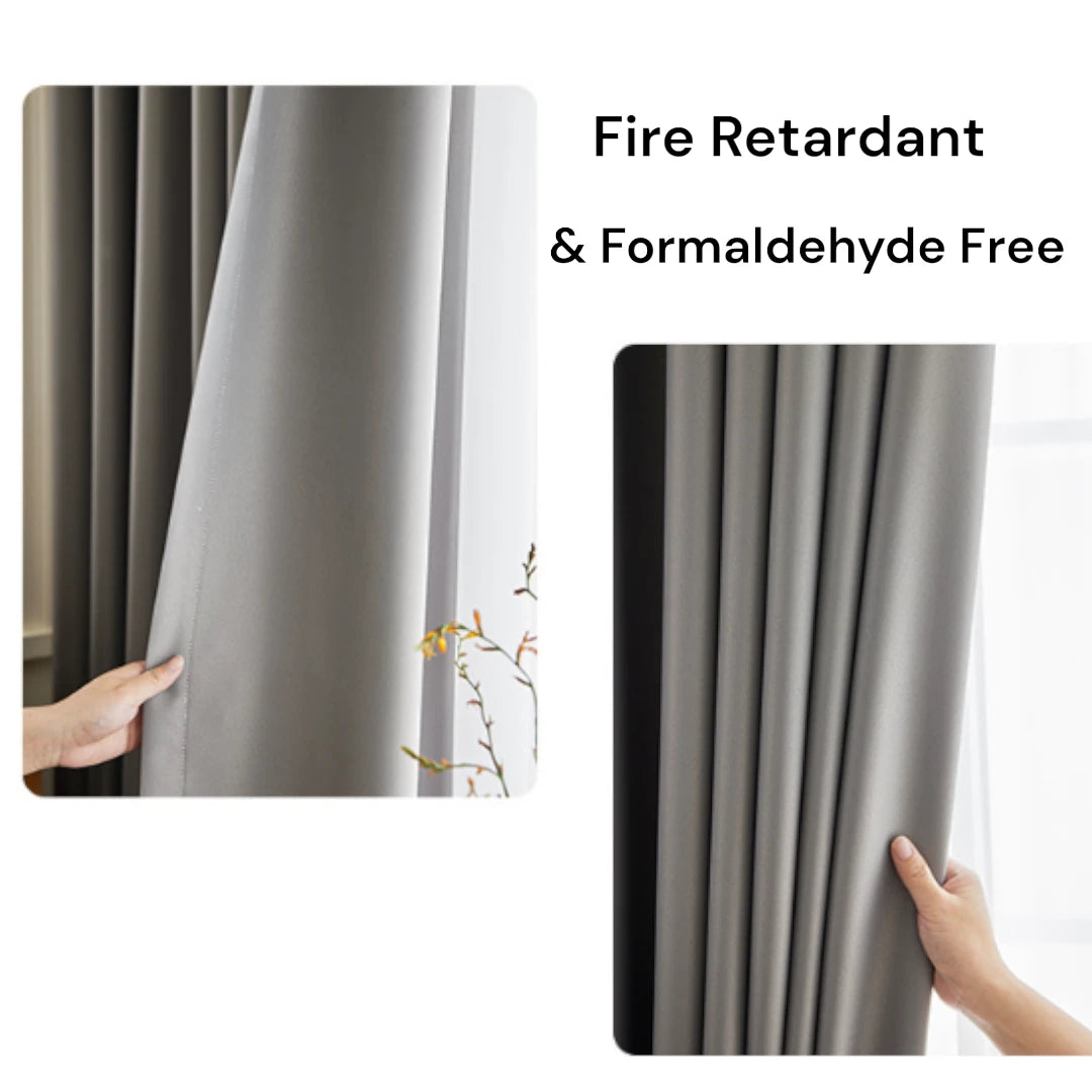 Veda Polyester Fire Retardant Blackout Grommet Curtains - Thermal Insulated Window Drapes for Bedroom, Living Room & Office (Custom Size Available)