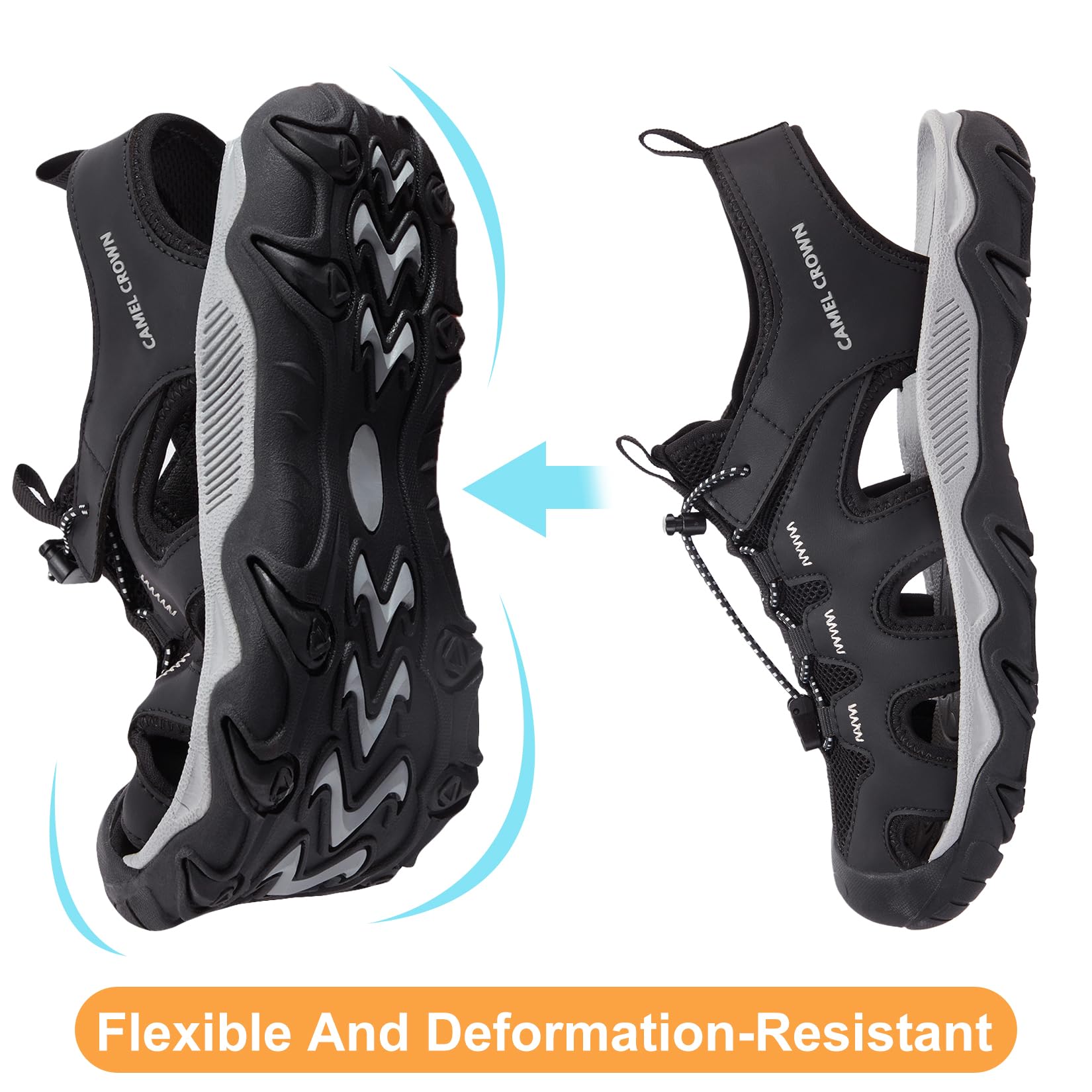 CAMEL CROWN Men's Hiking Sandals - Anti-Slip Water Shoes with Arch Support for Outdoor, Beach & Camping