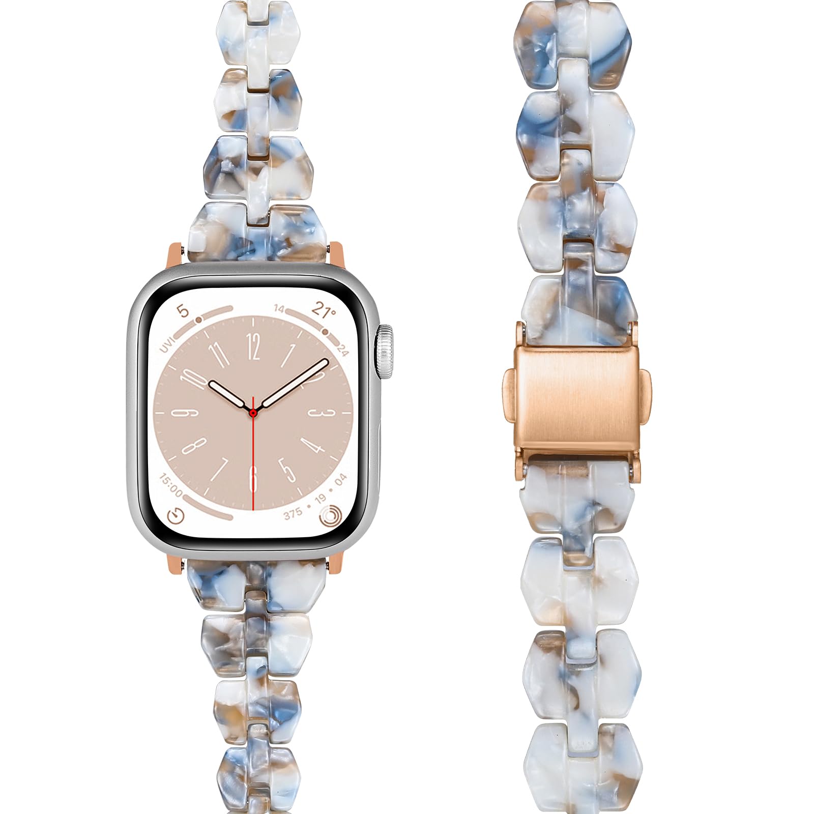Slim Resin Apple Watch Bands Compatible with 38mm 40mm 41mm 42mm 44mm 45mm 49mm - Lightweight Replacement Wristband for Women, Fits Apple Watch Series 10/9/8/7/SE/6/5/4/3 - Perfect for Workouts, Office & Everyday Wear