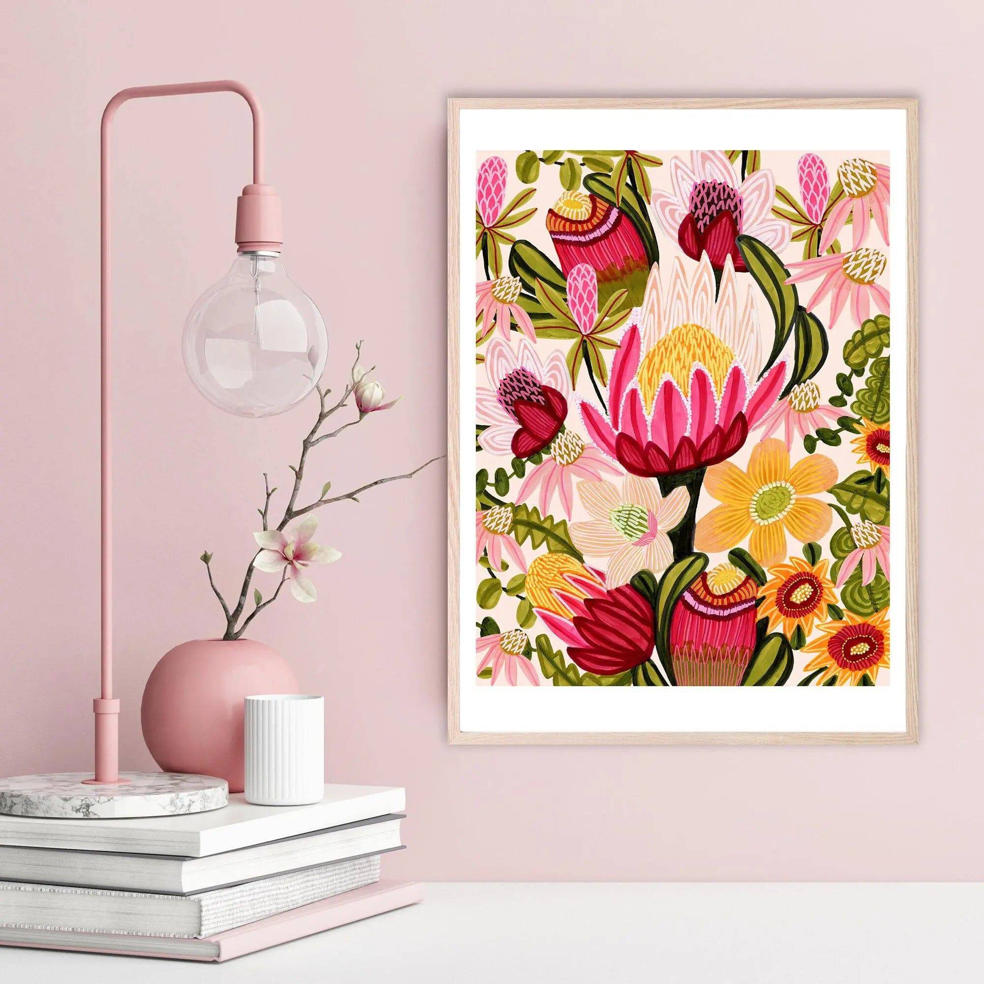 King Red Protea Flower Wall Art Print - Stunning Botanical Decor for Living Room, Bedroom & Office | Perfect for Home & Office Decor