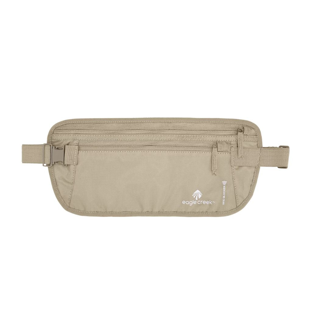 Eagle Creek RFID Blocker Money Belt DLX - Anti-Theft Travel Wallet for Passport & Cash (Tan) | Secure & Comfortable for International Travel, Hiking, and Daily Commute