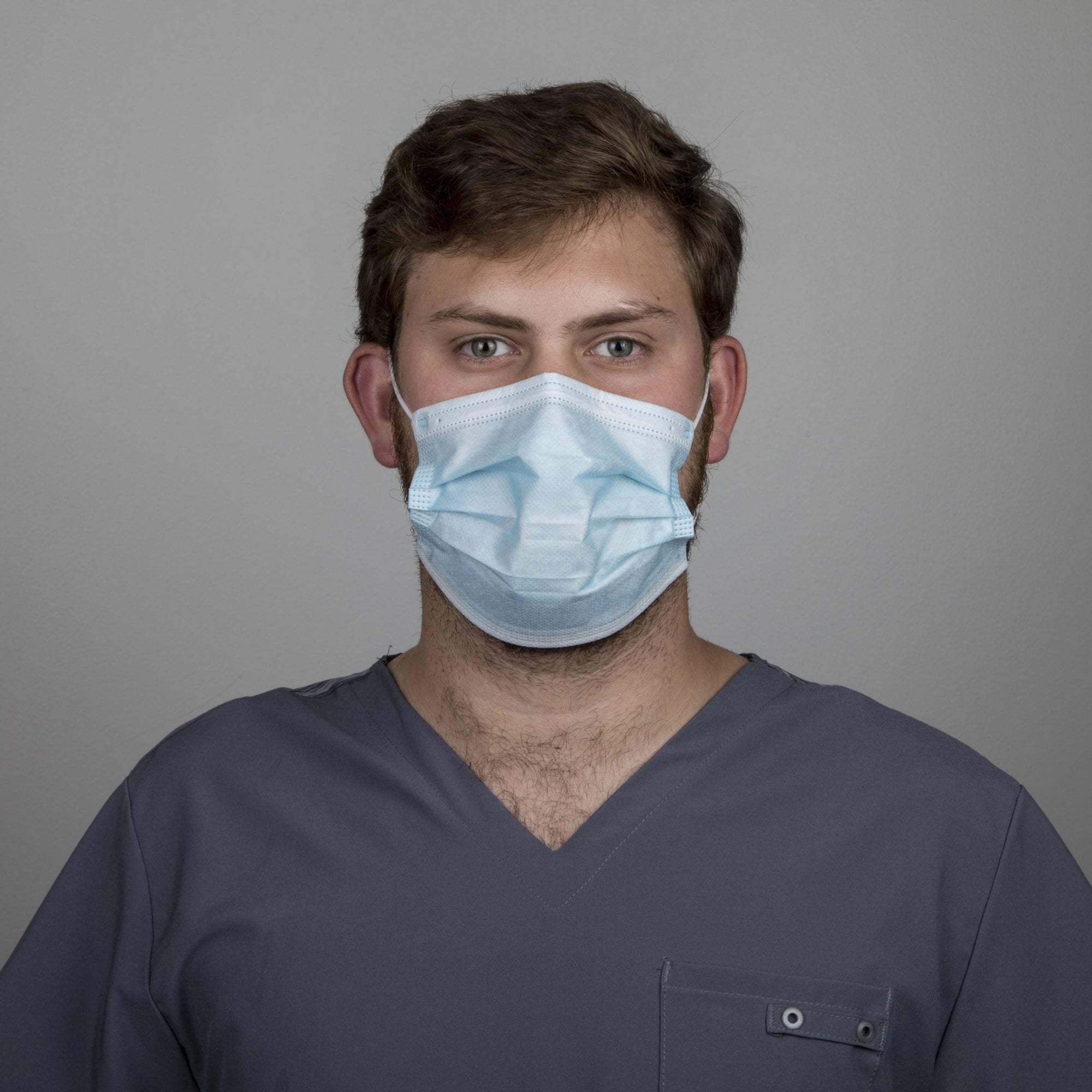 3-Ply Disposable Face Masks - 50 Pack, Blue - Breathable & Comfortable for Daily Use, Travel, Work, and Public Safety Protection