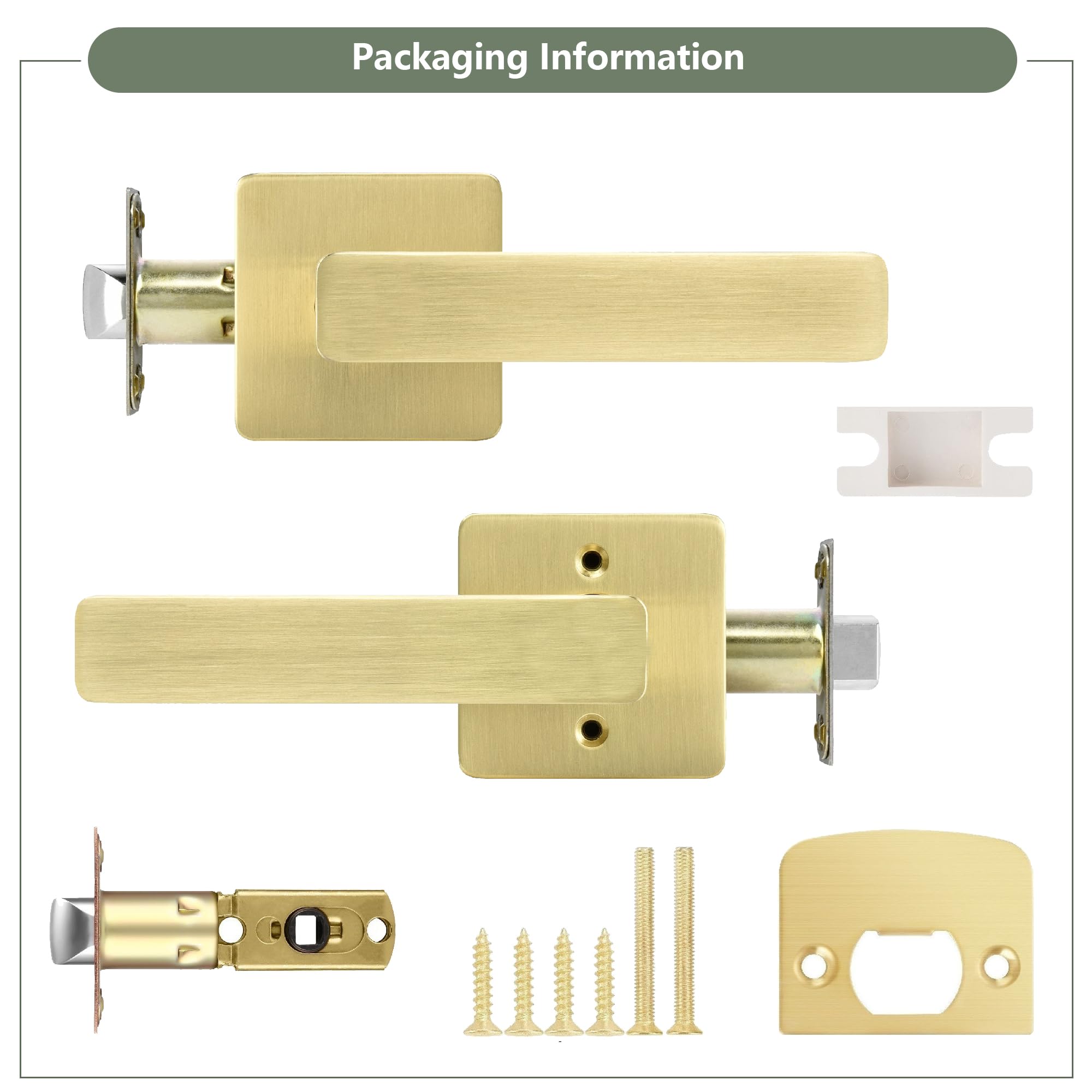 3 Pack Gold Door Handles - Heavy Duty Passage Door Levers for Hallway, Closet & Interior Doors - Modern Left/Right Handed Door Hardware - Perfect for Bedrooms, Bathrooms & Office Spaces