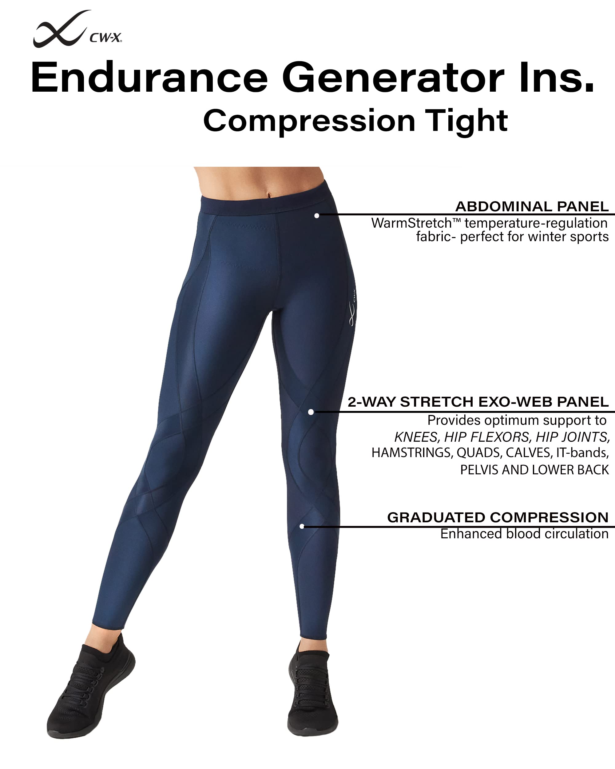 CW-X Women's Thermal Compression Tights for Running & Cold Weather - High-Performance Insulated Workout Leggings for Endurance Training, Cycling & Winter Sports