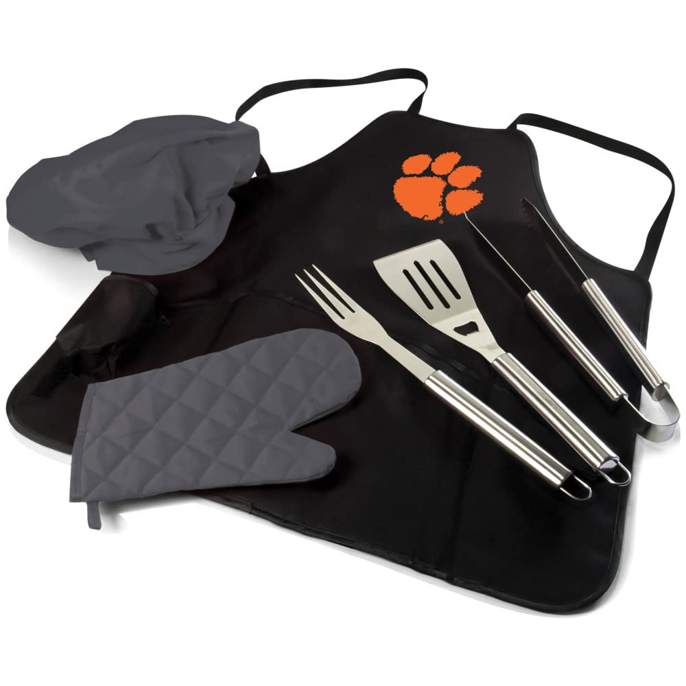 PICNIC TIME NCAA BBQ Apron Tote Pro Grill Set - Durable Grilling Accessories for Outdoor Cooking, Tailgating & Backyard Parties - Perfect Gift for BBQ Lovers & Sports Fans