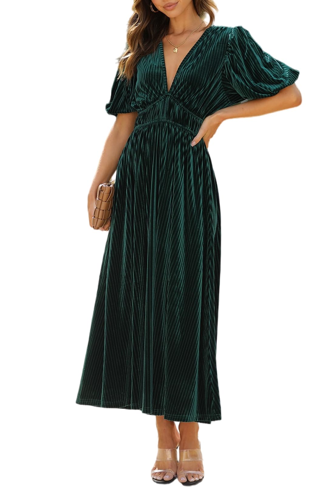 Sissyaki Women's Velvet Formal Dress for Wedding Guest 2024 Fall Winter - Elegant Long Sleeve Party Gown for Evening Events, Cocktail Parties & Holiday Celebrations
