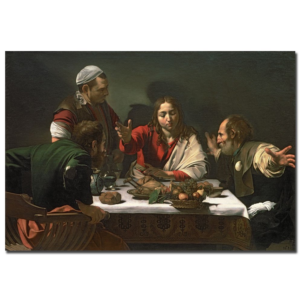 Trademark ART Caravaggio The Supper at Emmaus 1601 Canvas Art Print - Famous Religious Renaissance Painting Reproduction for Home Decor & Office Wall Art