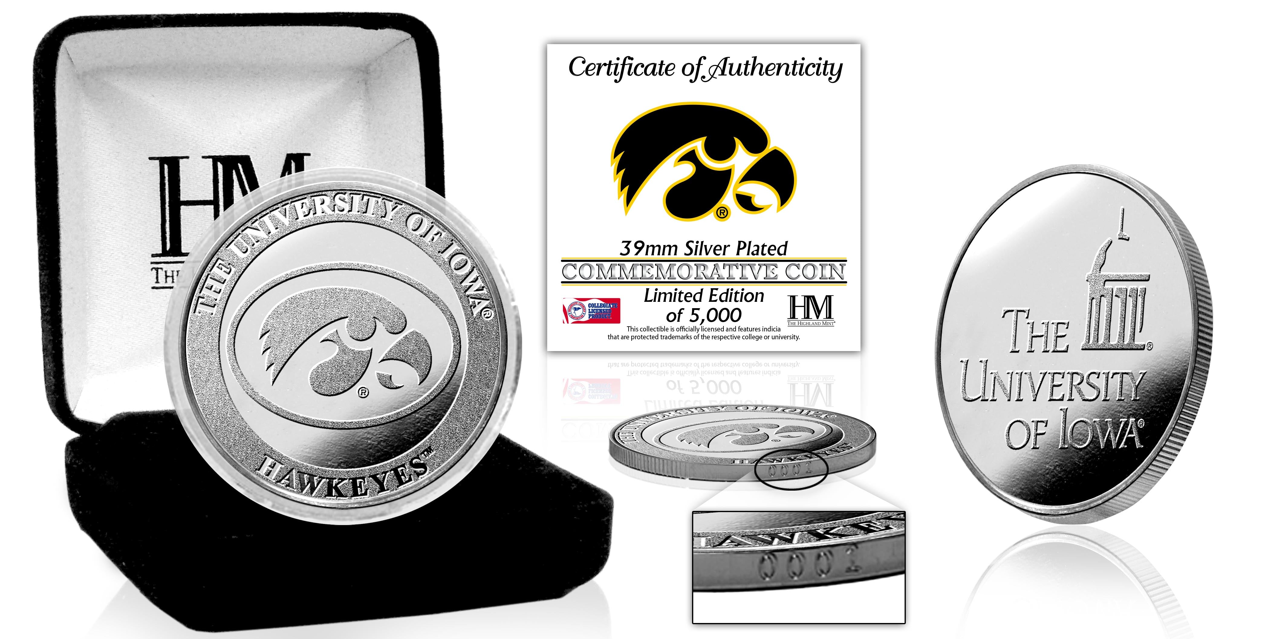 University of Iowa Hawkeyes Silver Mint Coin - Collectible Commemorative Token for Alumni, Fans & Sports Memorabilia Collectors - Perfect for Gifts, Display Cases & Hawkeye Pride Collections