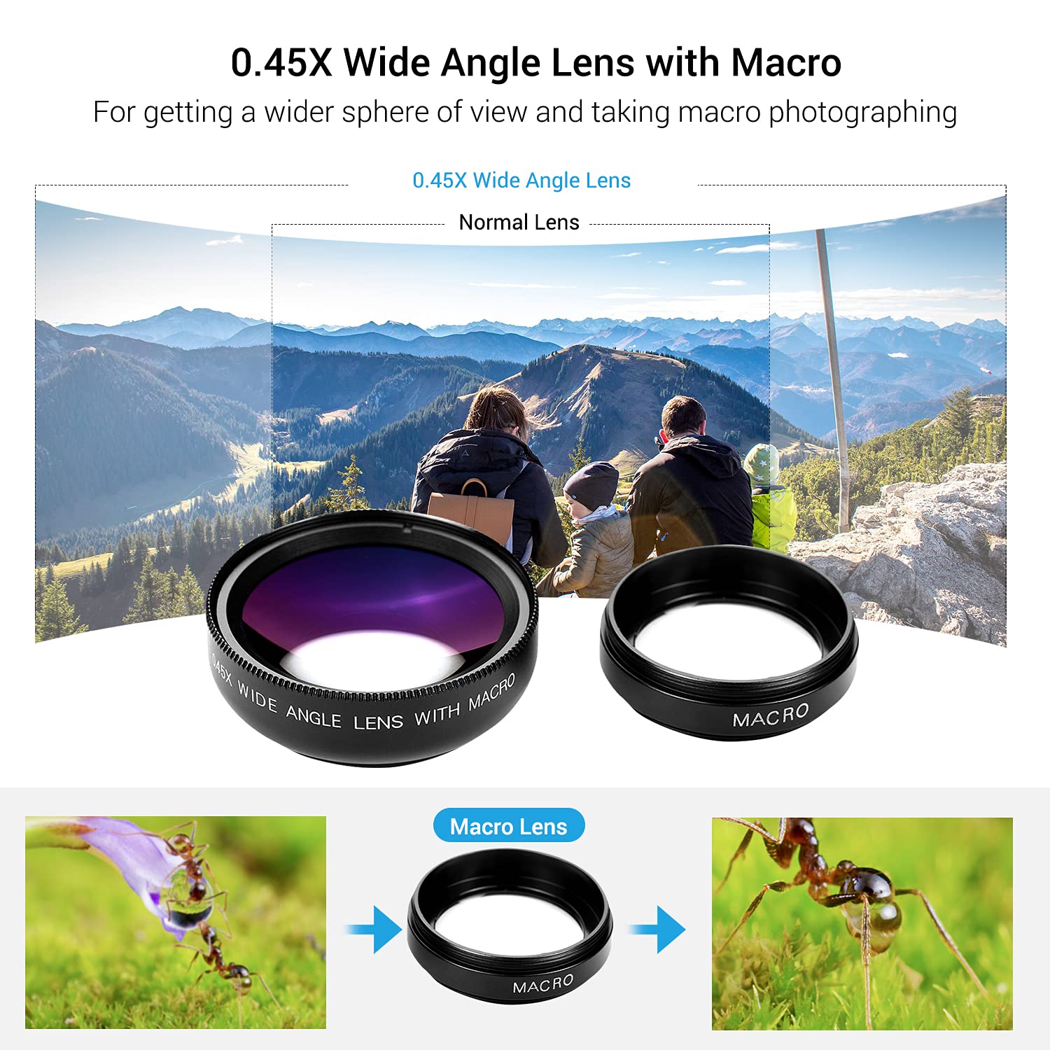 4K Digital Video Camera with 0.45X Wide Angle Lens & Macro - Professional Handheld Camcorder with CMOS Sensor, Stereo Microphone & 3