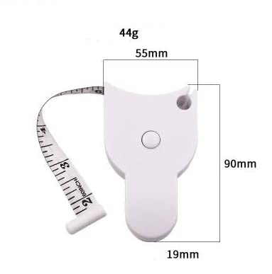 2 Pack 1.5M (60 Inch) Retractable Fiberglass Body Measuring Tape - Double Sided cm/inch Scale with Push Button for Sewing, Tailoring, Fitness & Weight Loss Tracking
